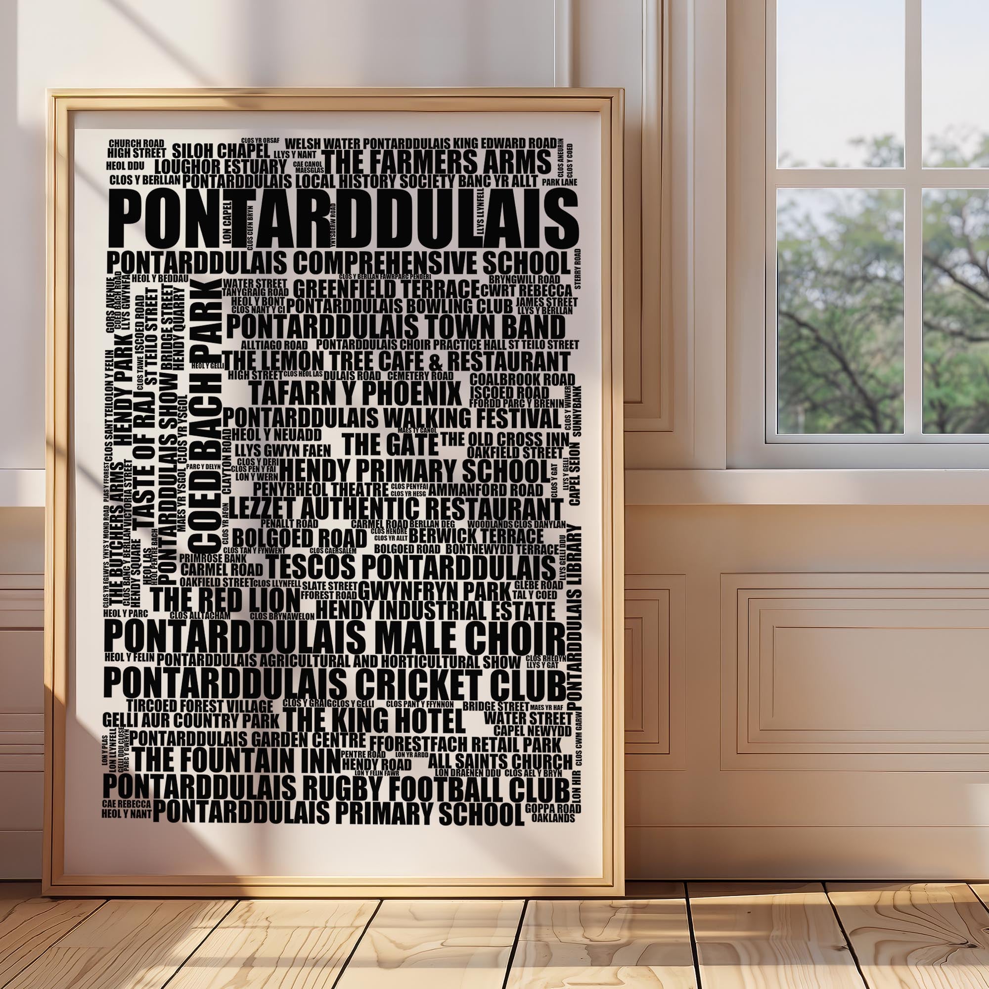 Pontarddulais - Premium Typographic Word Cloud Prints, Posters & Gifts