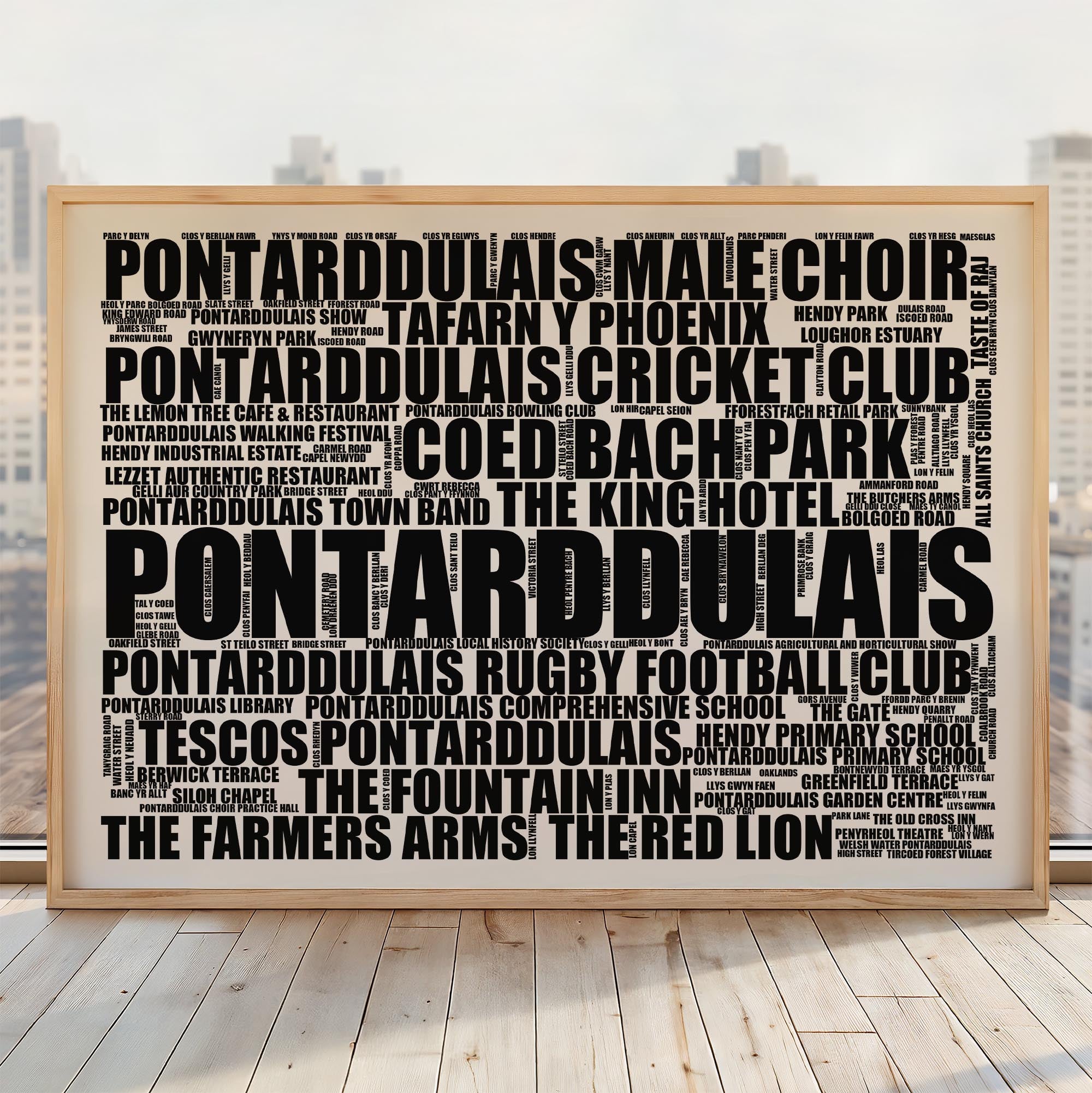 Pontarddulais - Premium Typographic Word Cloud Prints, Posters & Gifts