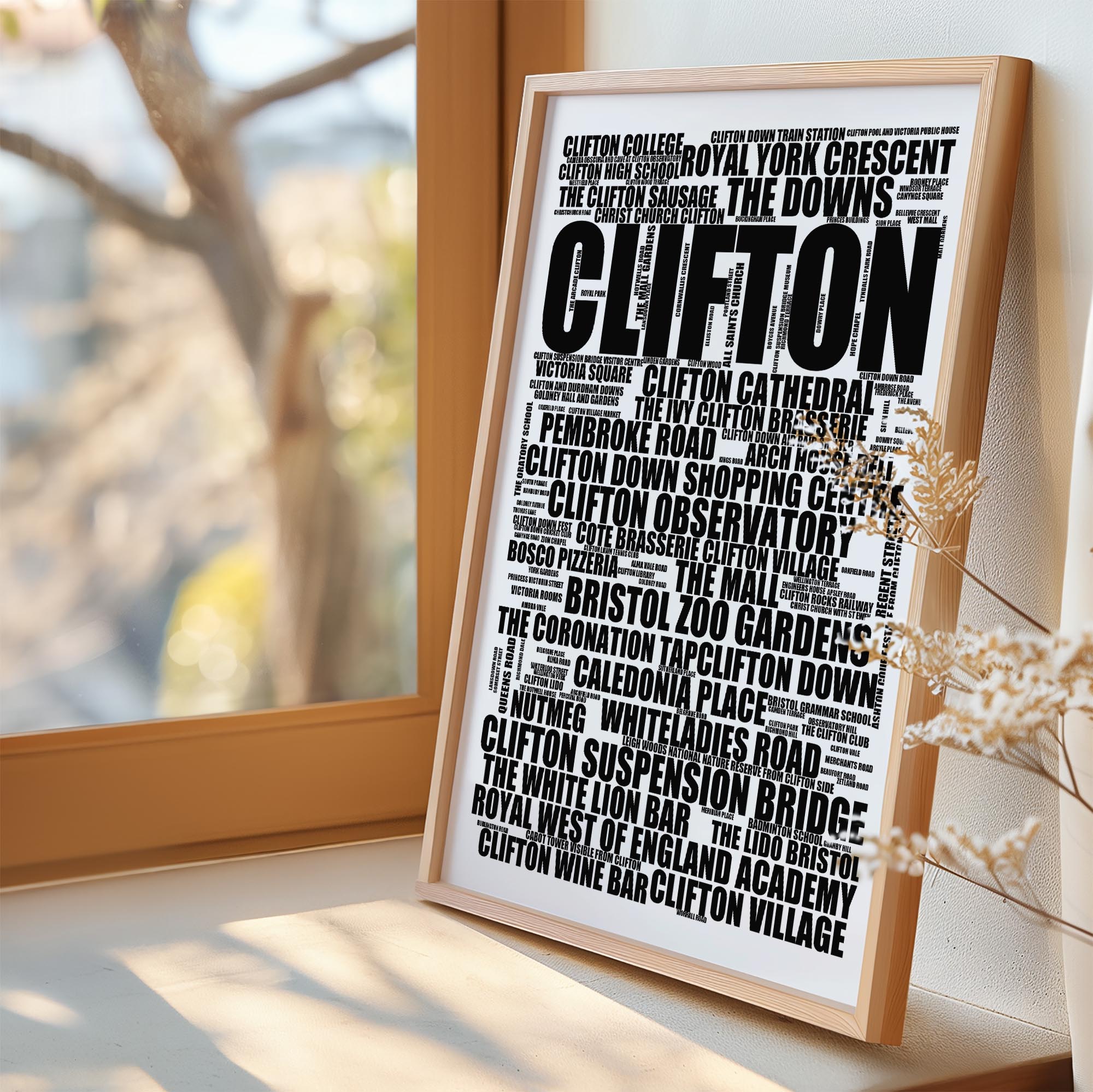 Clifton - Premium Typographic Word Cloud Prints, Posters & Gifts