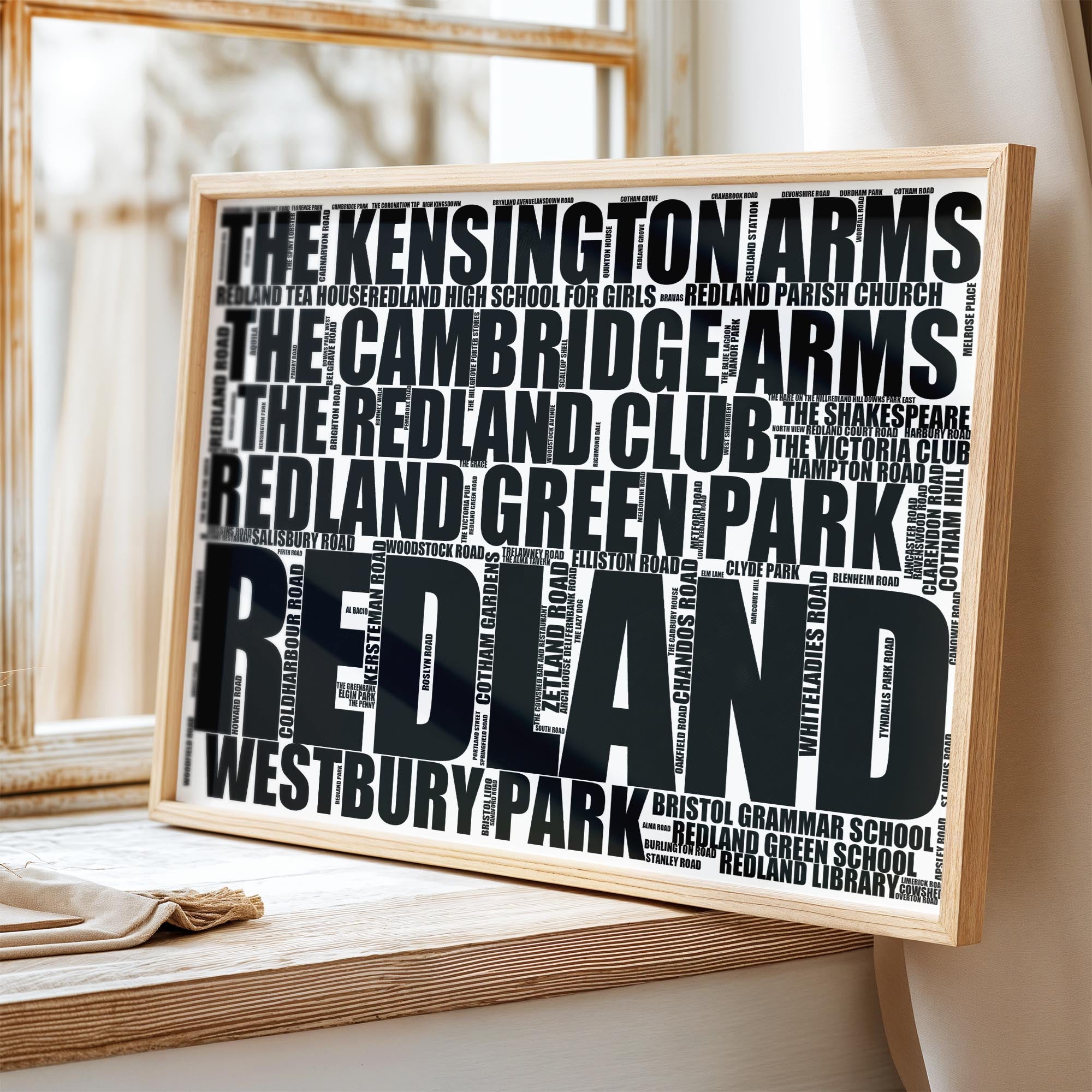 Redland - Premium Typographic Word Cloud Prints, Posters & Gifts