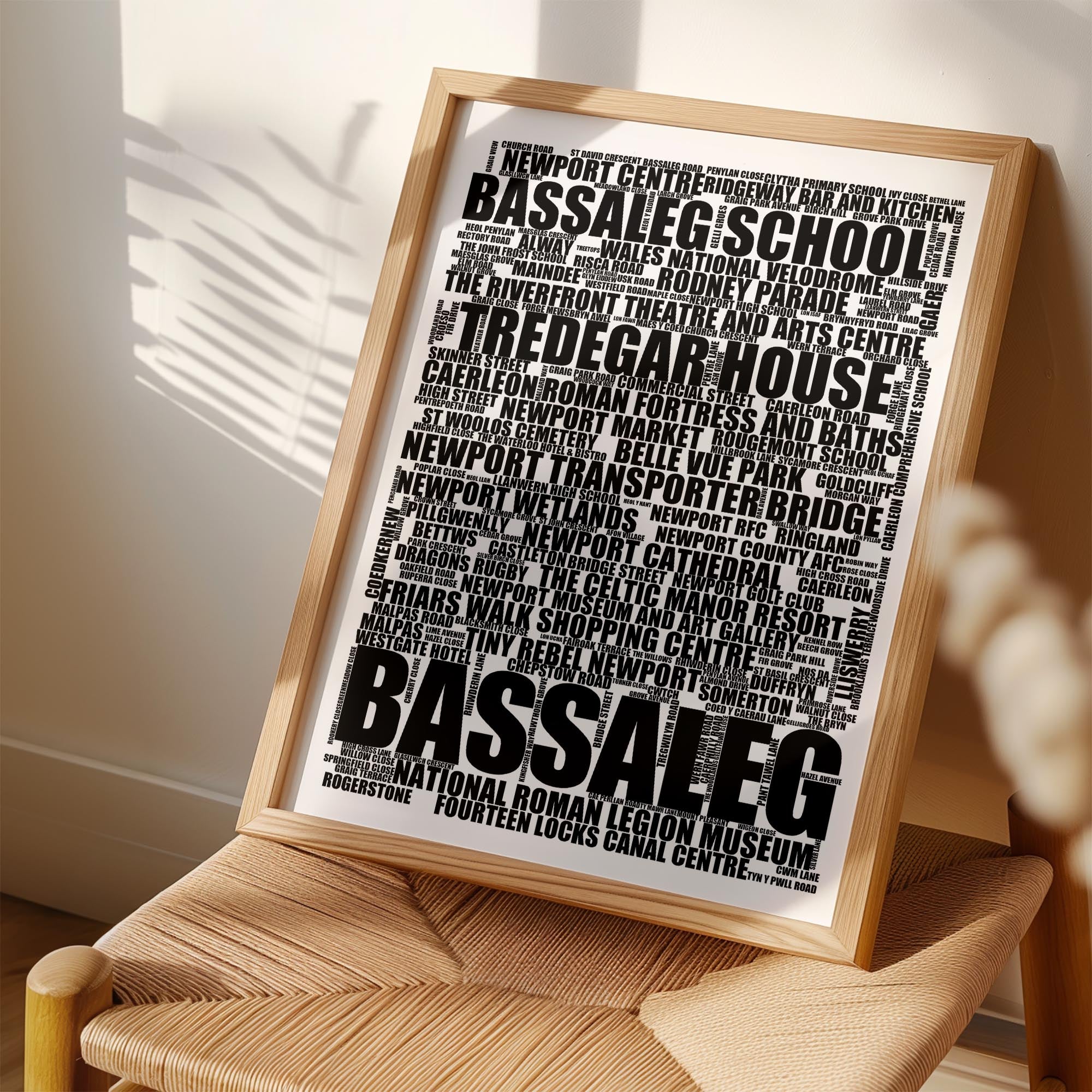 Bassaleg - Premium Typographic Word Cloud Prints, Posters & Gifts