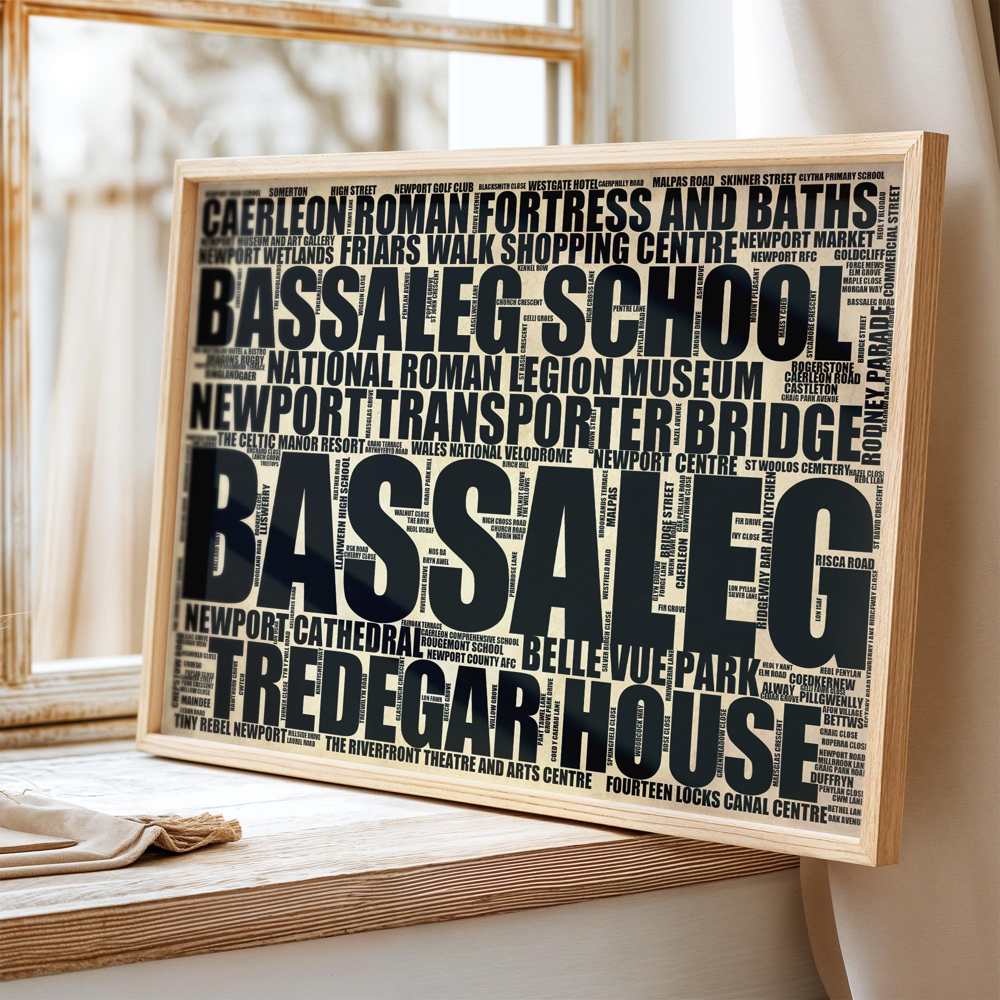 Bassaleg - Premium Typographic Word Cloud Prints, Posters & Gifts