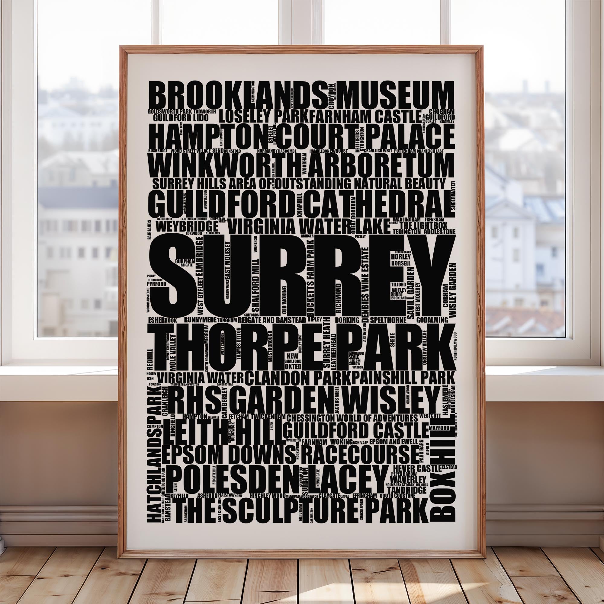 Surrey - Premium Typographic Word Cloud Prints, Posters & Gifts