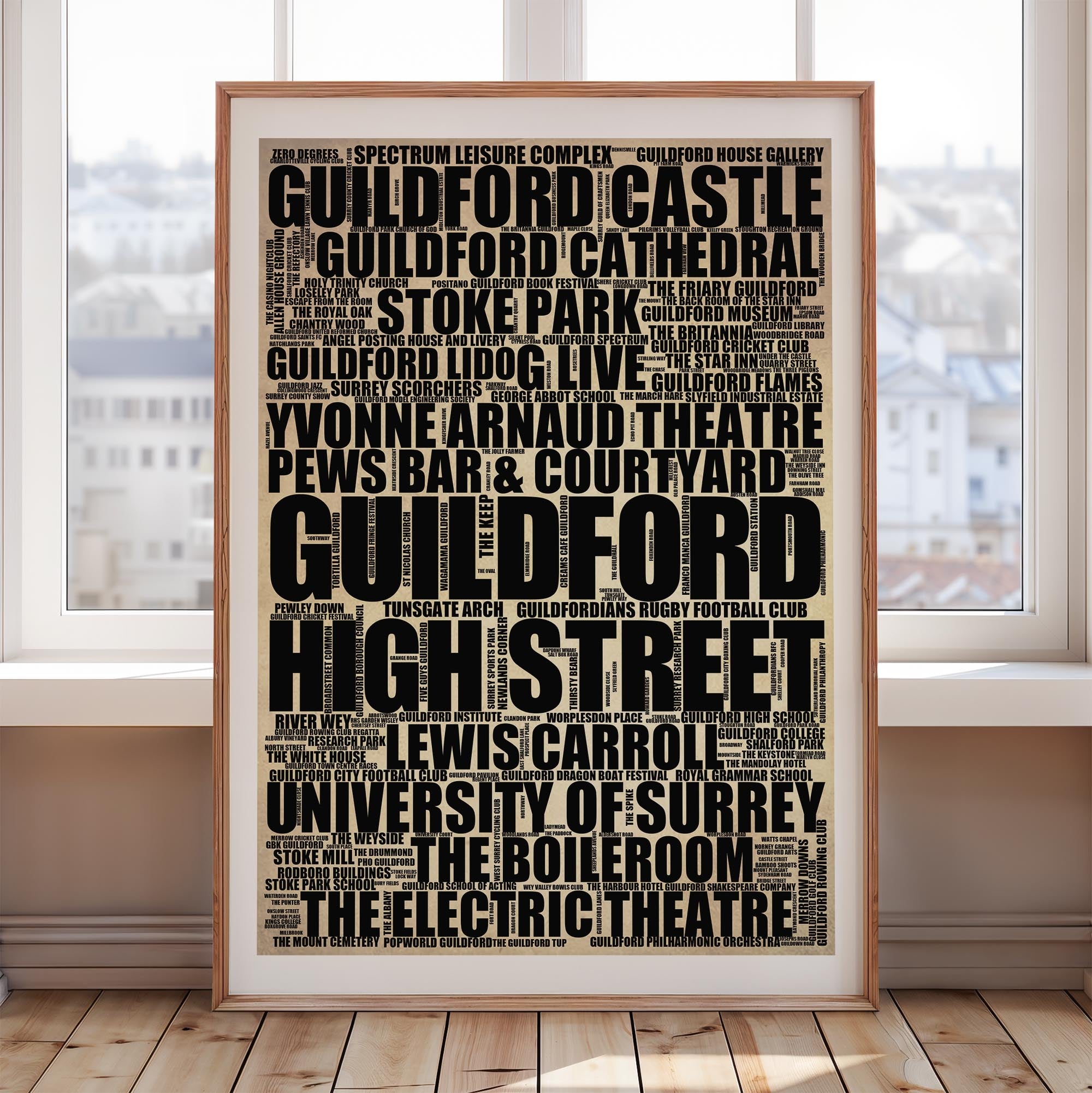 Guildford - Premium Typographic Word Cloud Prints, Posters & Gifts