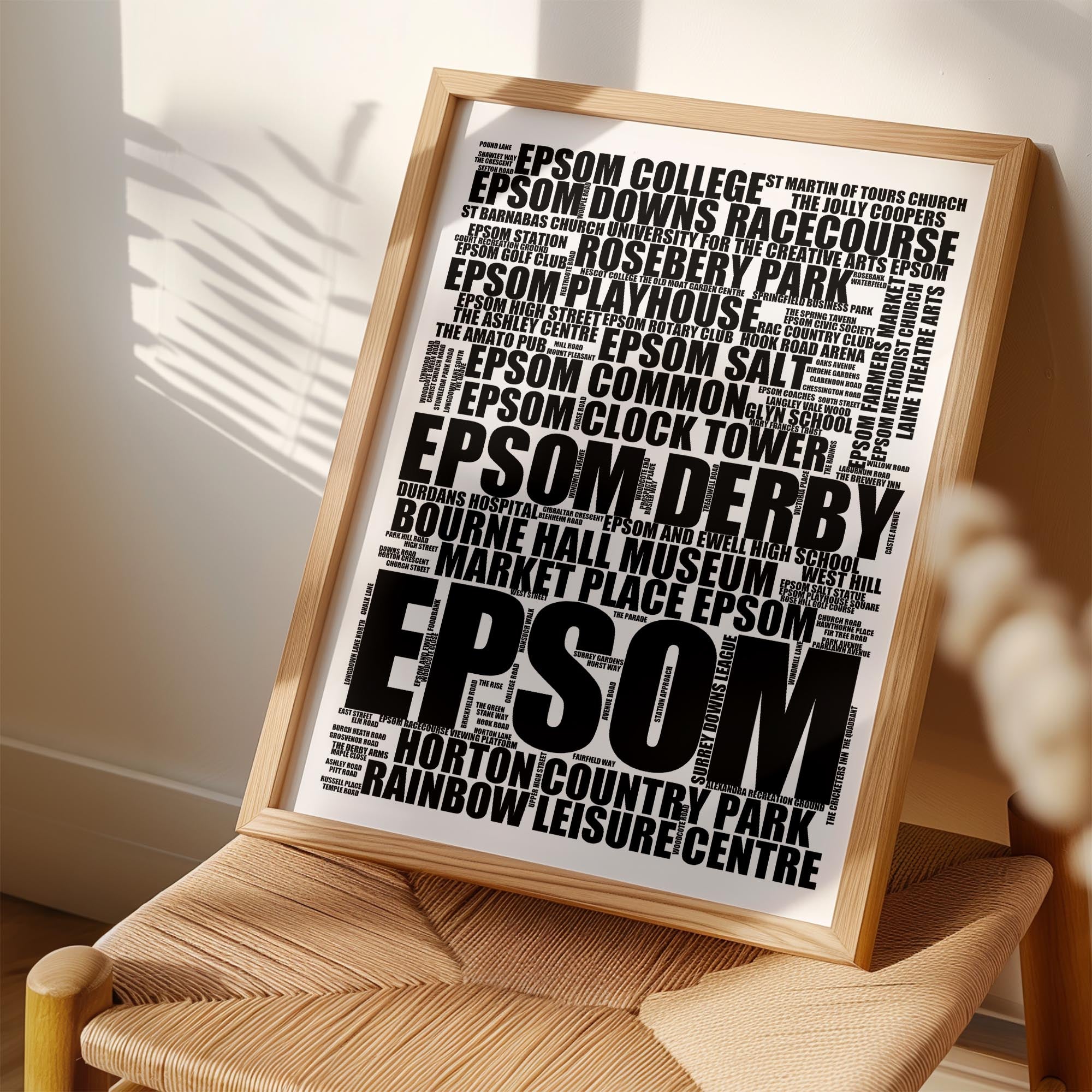 Epsom - Premium Typographic Word Cloud Prints, Posters & Gifts