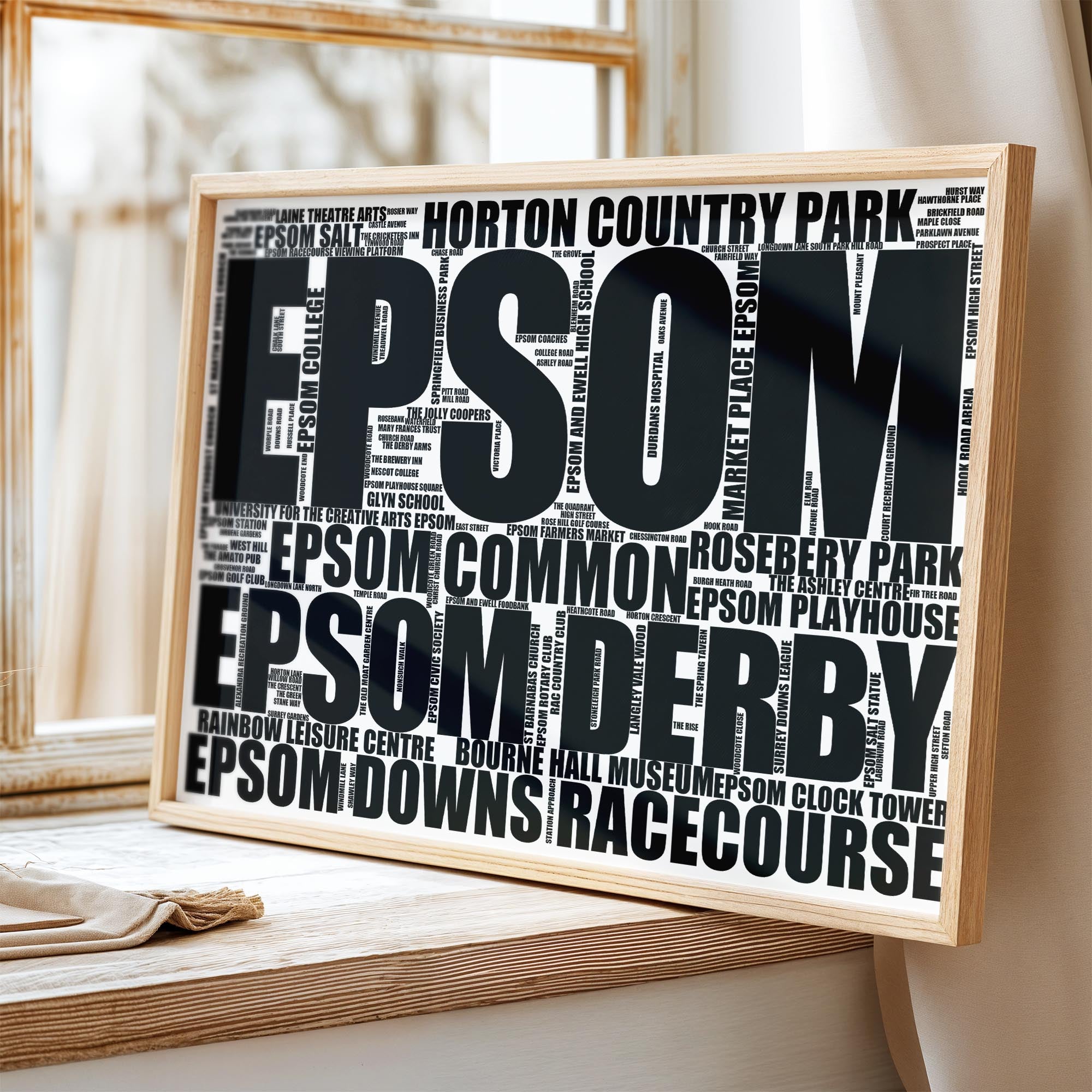 Epsom - Premium Typographic Word Cloud Prints, Posters & Gifts