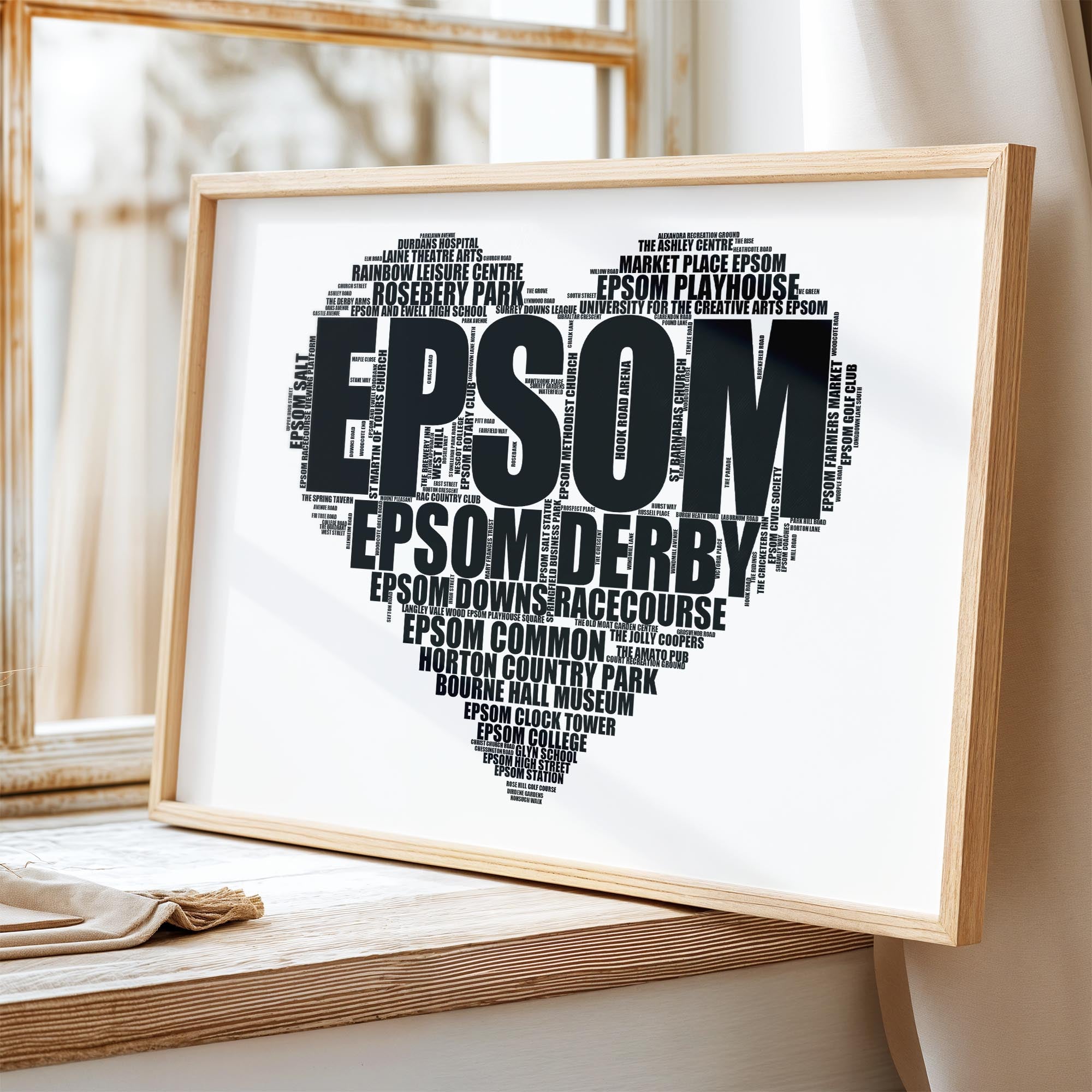 Epsom - Premium Typographic Word Cloud Prints, Posters & Gifts