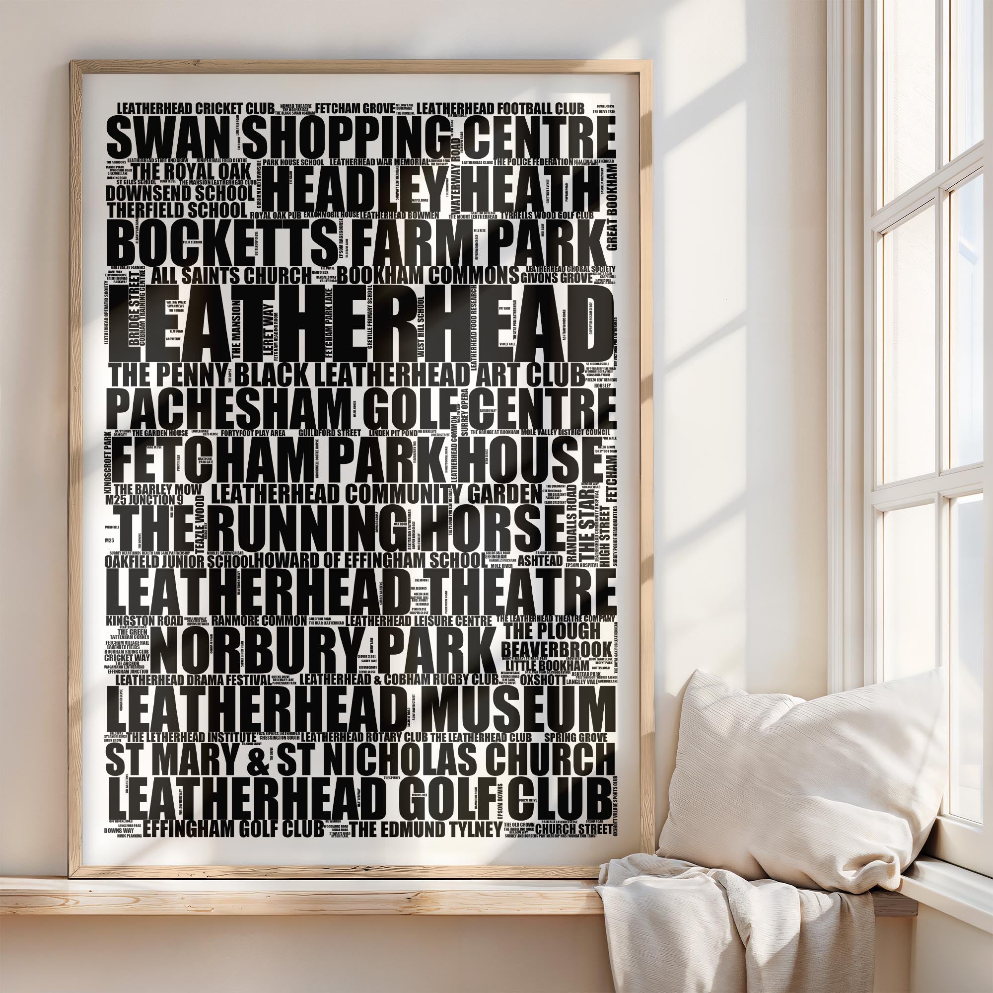 Leatherhead - Premium Typographic Word Cloud Prints, Posters & Gifts