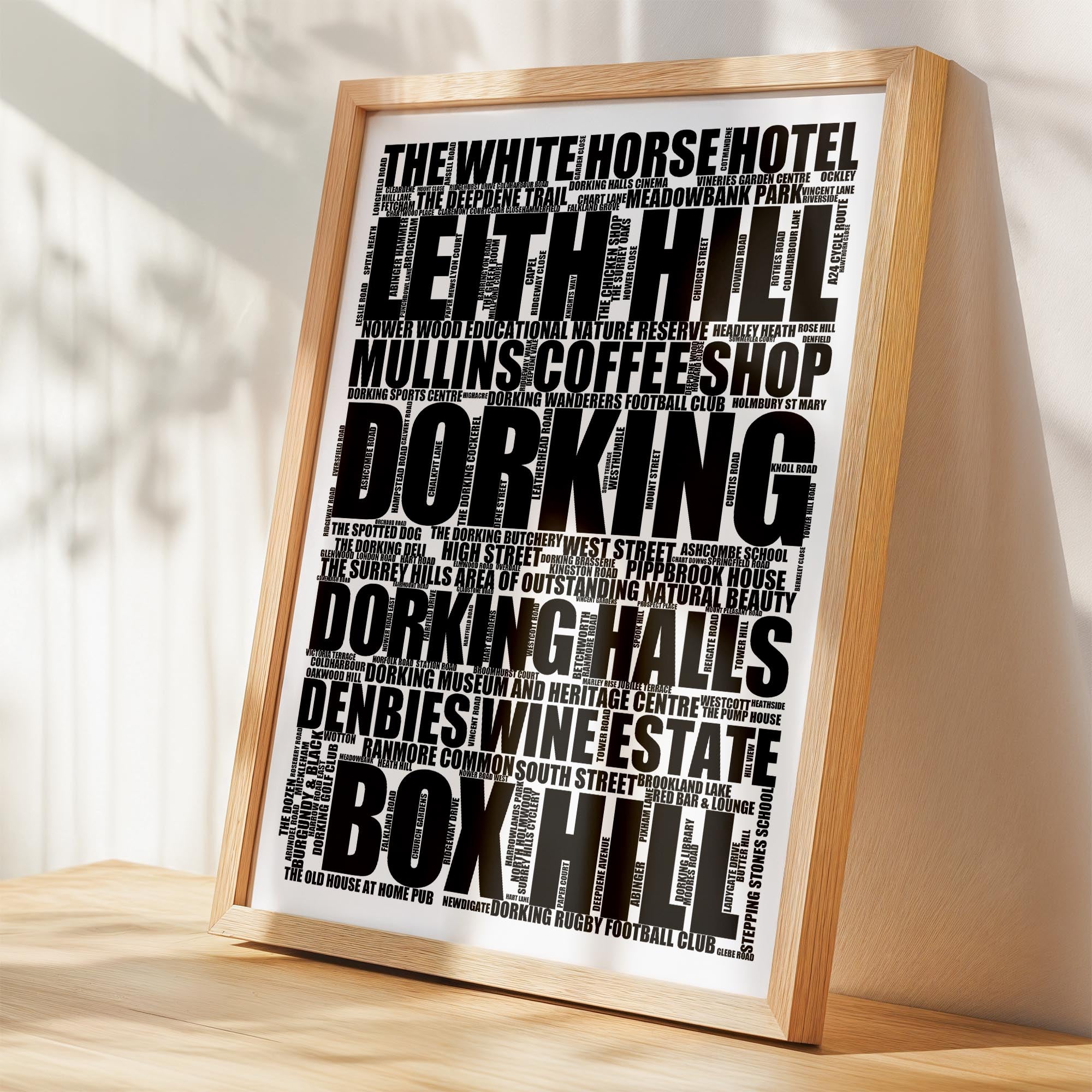 Dorking - Premium Typographic Word Cloud Prints, Posters & Gifts