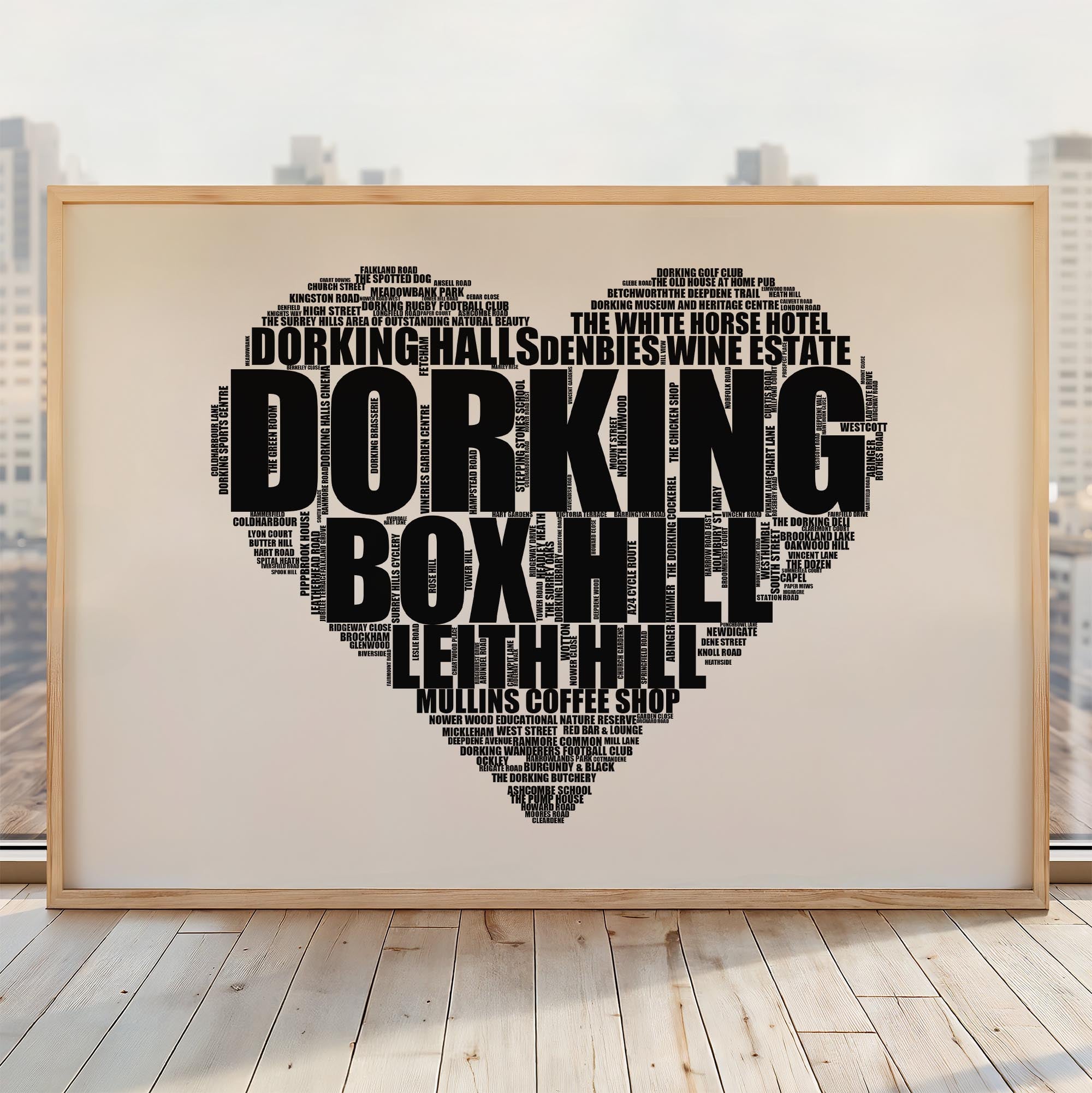 Dorking - Premium Typographic Word Cloud Prints, Posters & Gifts