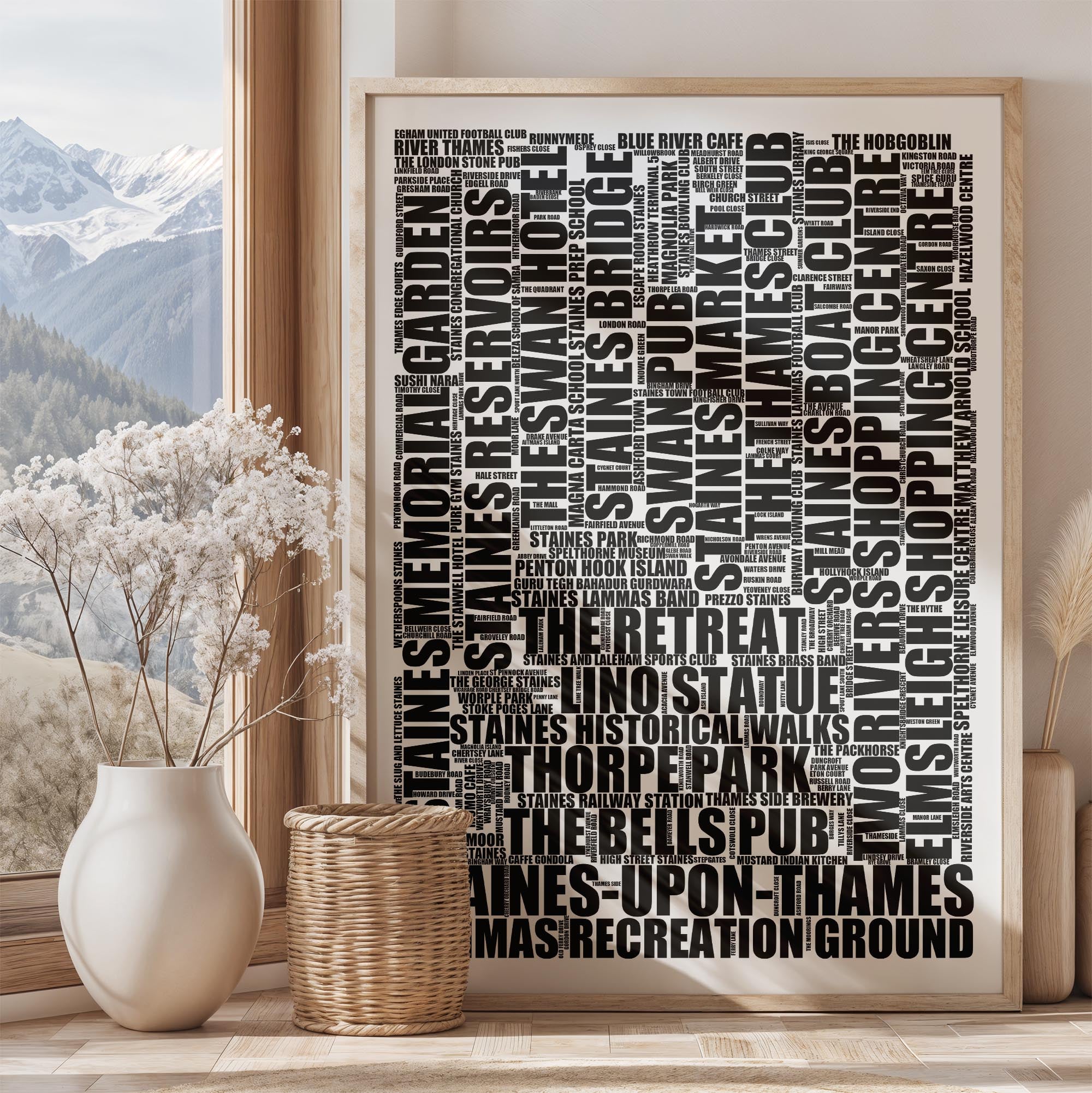 Staines-upon-Thames - Premium Typographic Word Cloud Prints, Posters & Gifts