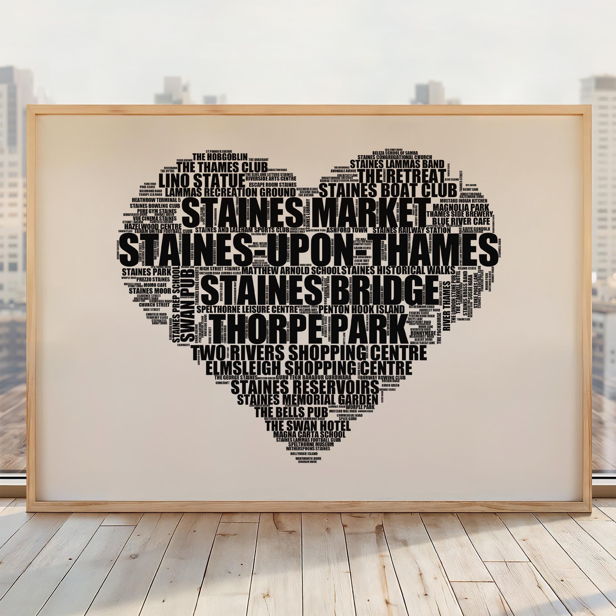 Staines-upon-Thames - Premium Typographic Word Cloud Prints, Posters & Gifts