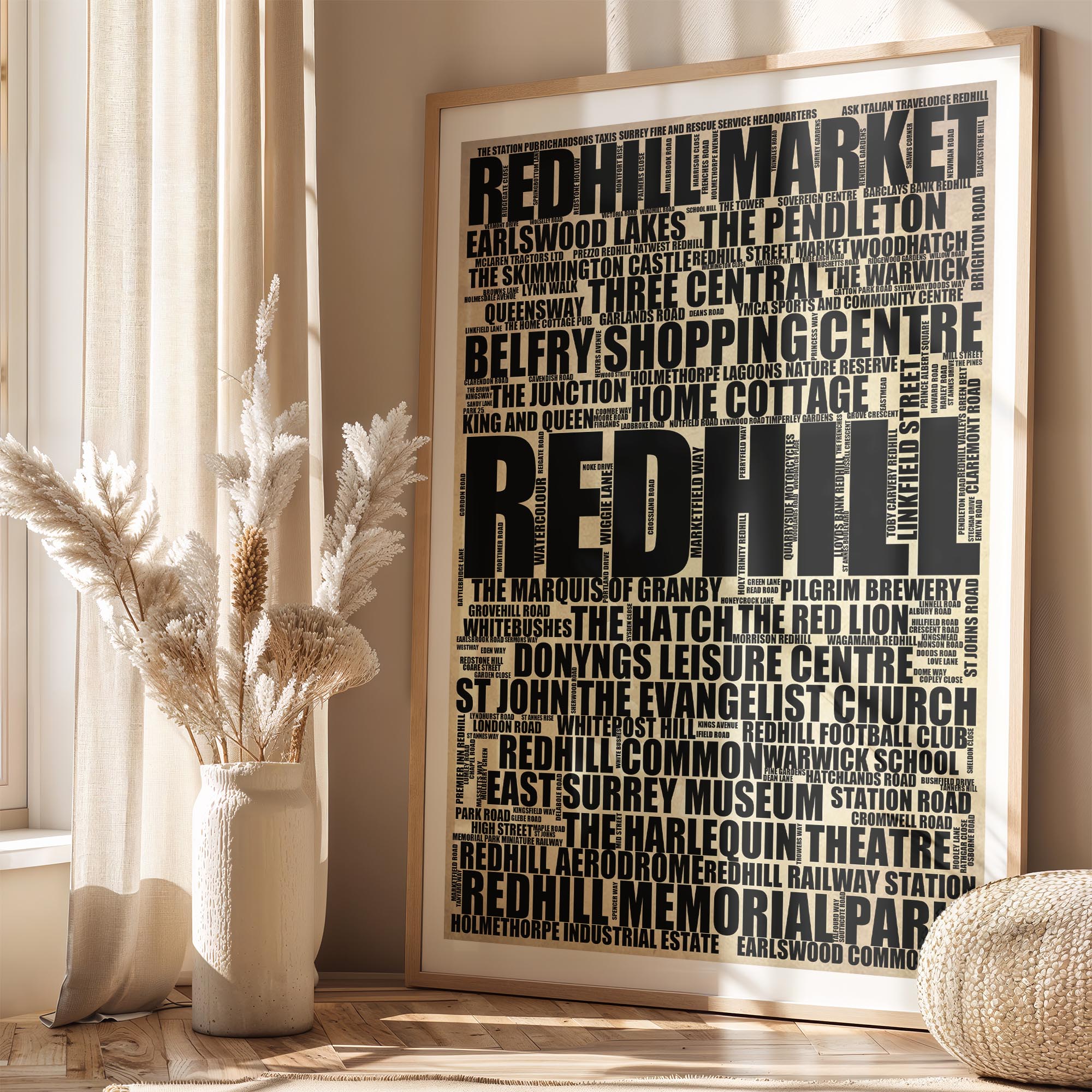 Redhill - Premium Typographic Word Cloud Prints, Posters & Gifts