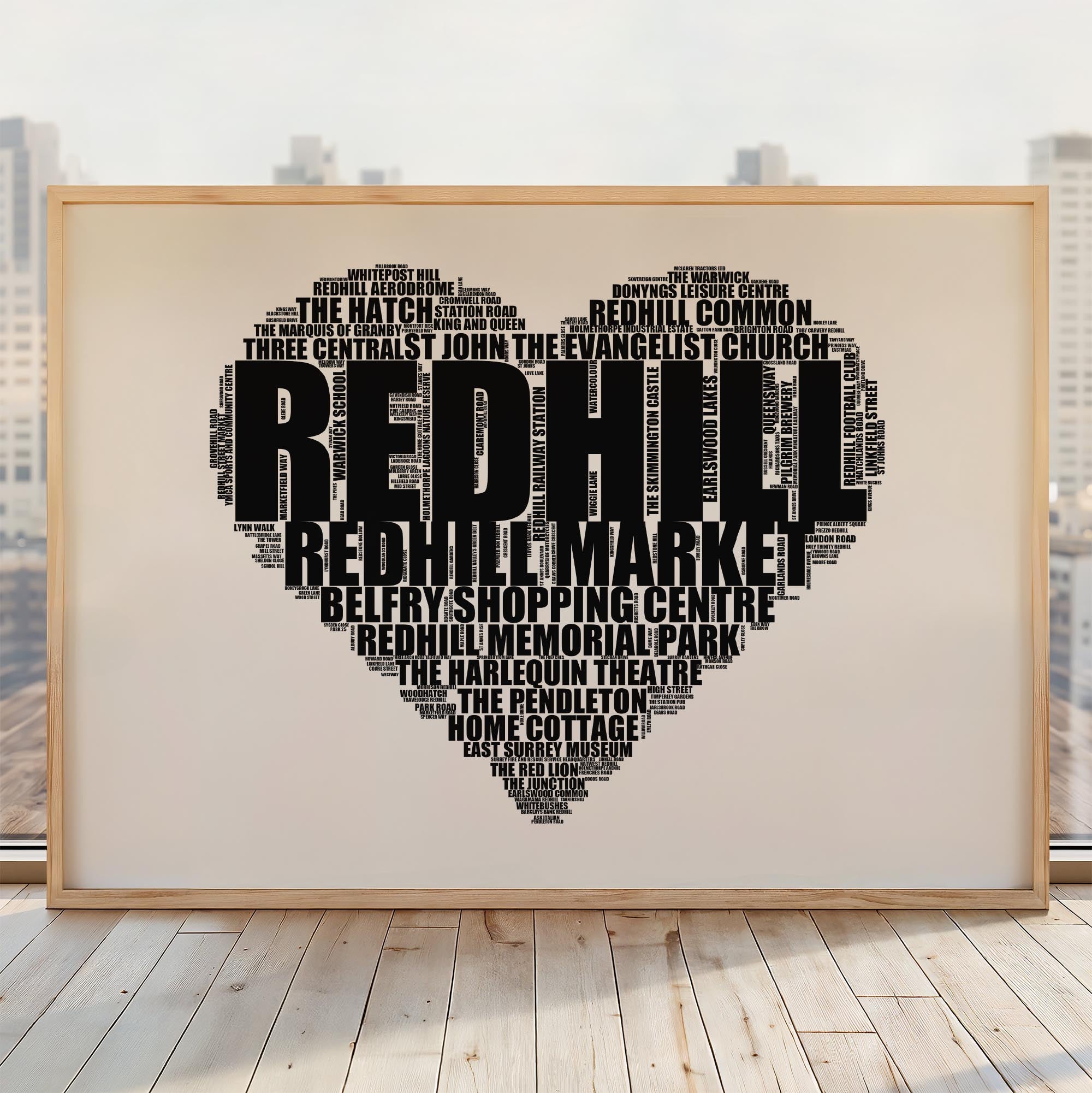 Redhill - Premium Typographic Word Cloud Prints, Posters & Gifts