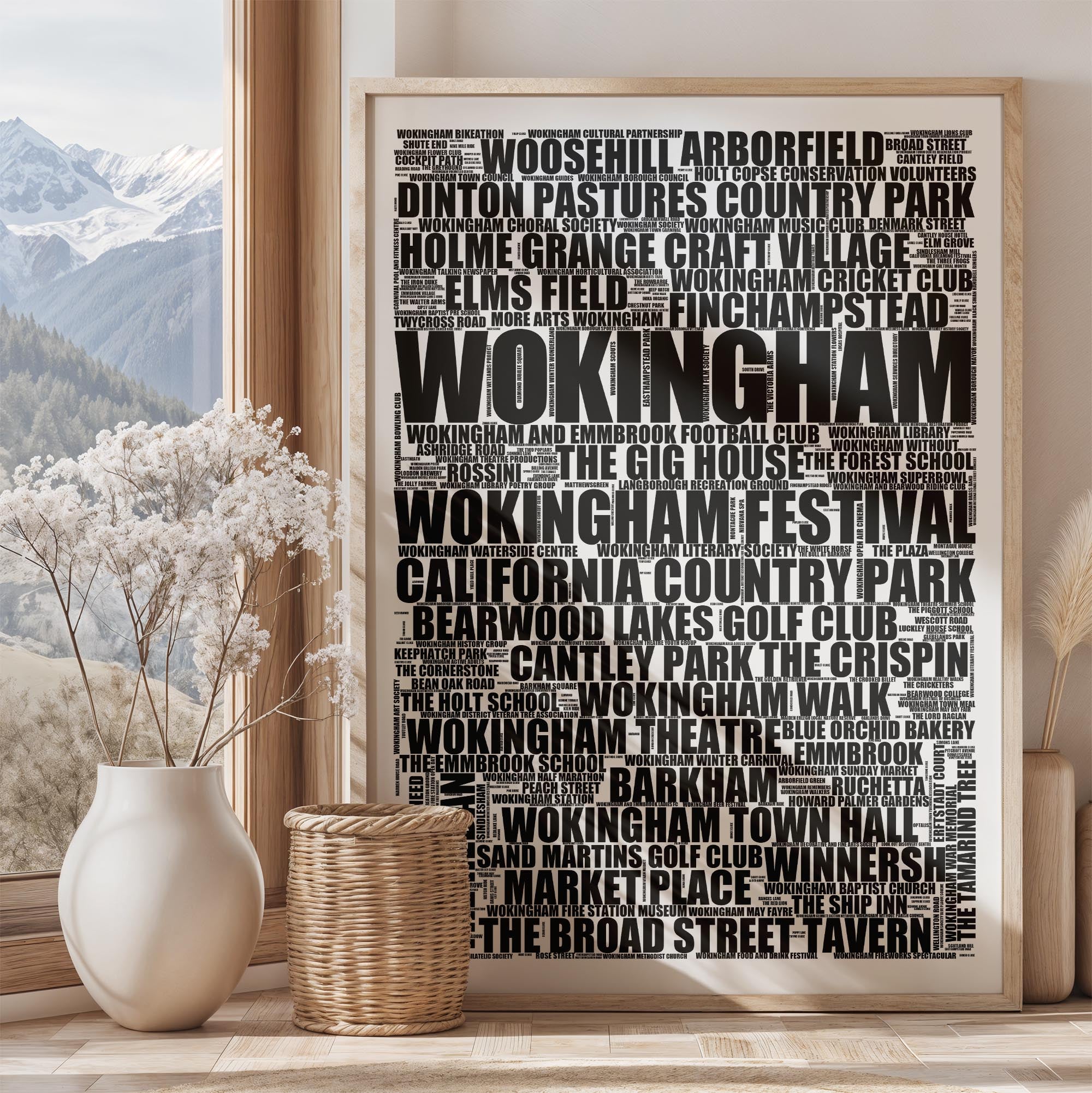 Wokingham - Premium Typographic Word Cloud Prints, Posters & Gifts