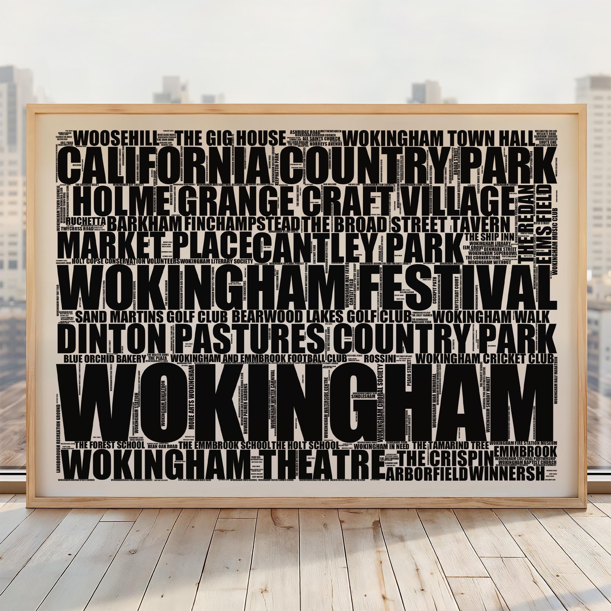 Wokingham - Premium Typographic Word Cloud Prints, Posters & Gifts