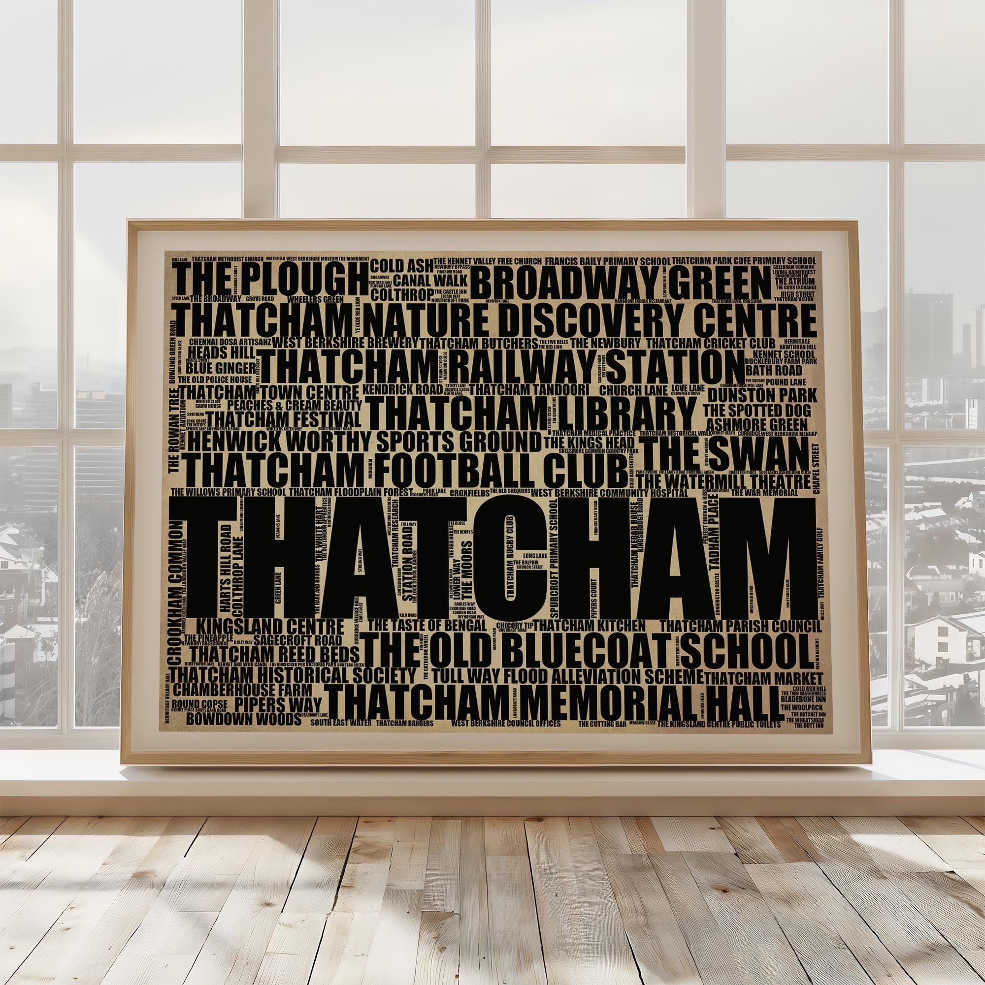Thatcham - Premium Typographic Word Cloud Prints, Posters & Gifts