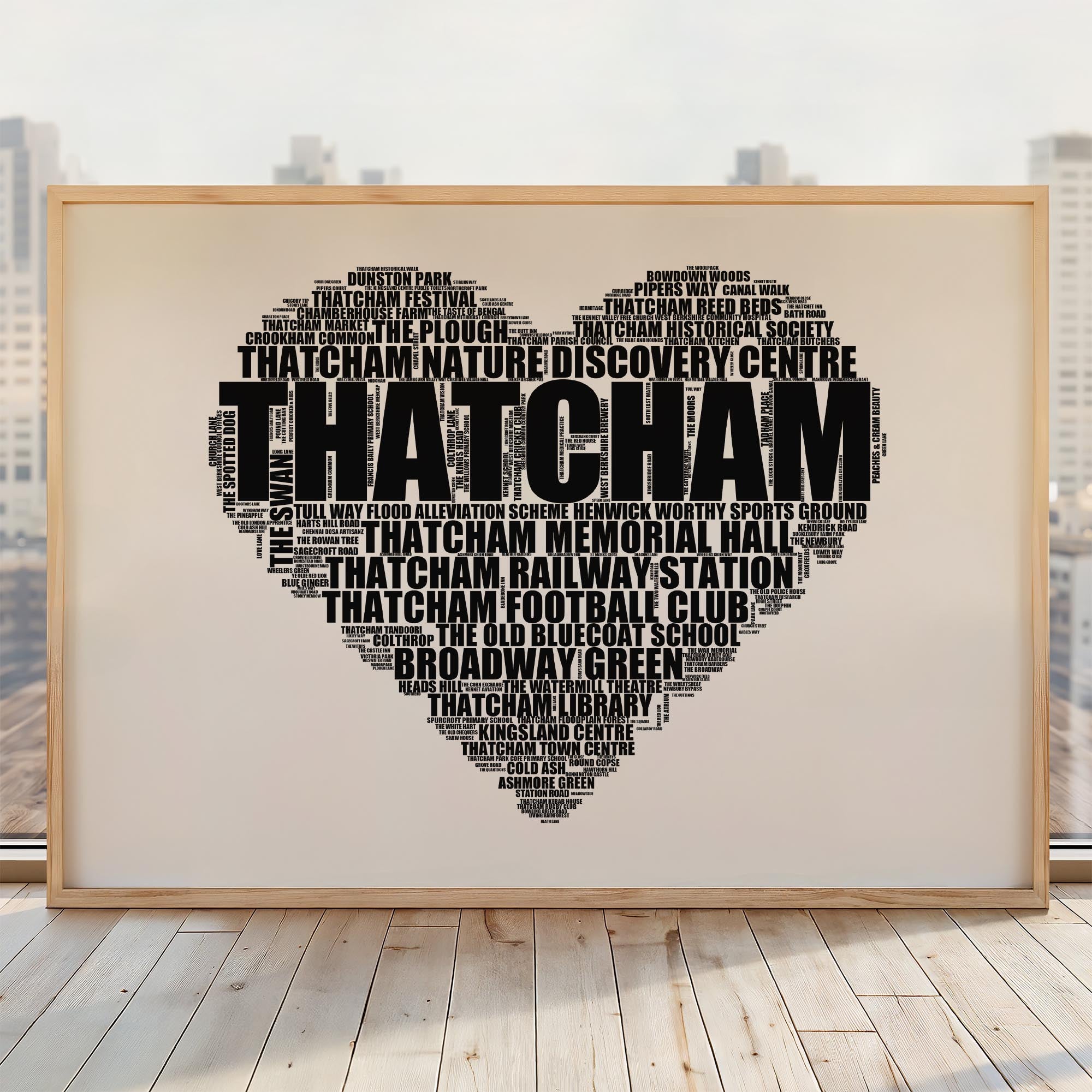Thatcham - Premium Typographic Word Cloud Prints, Posters & Gifts