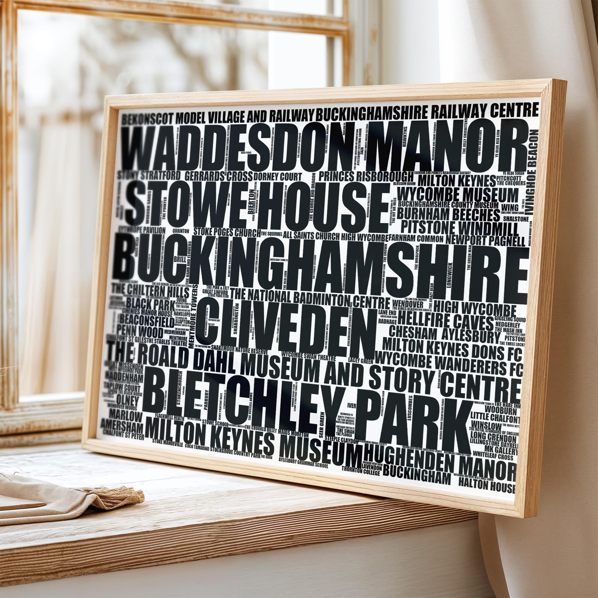 Buckinghamshire - Premium Typographic Word Cloud Prints, Posters & Gifts