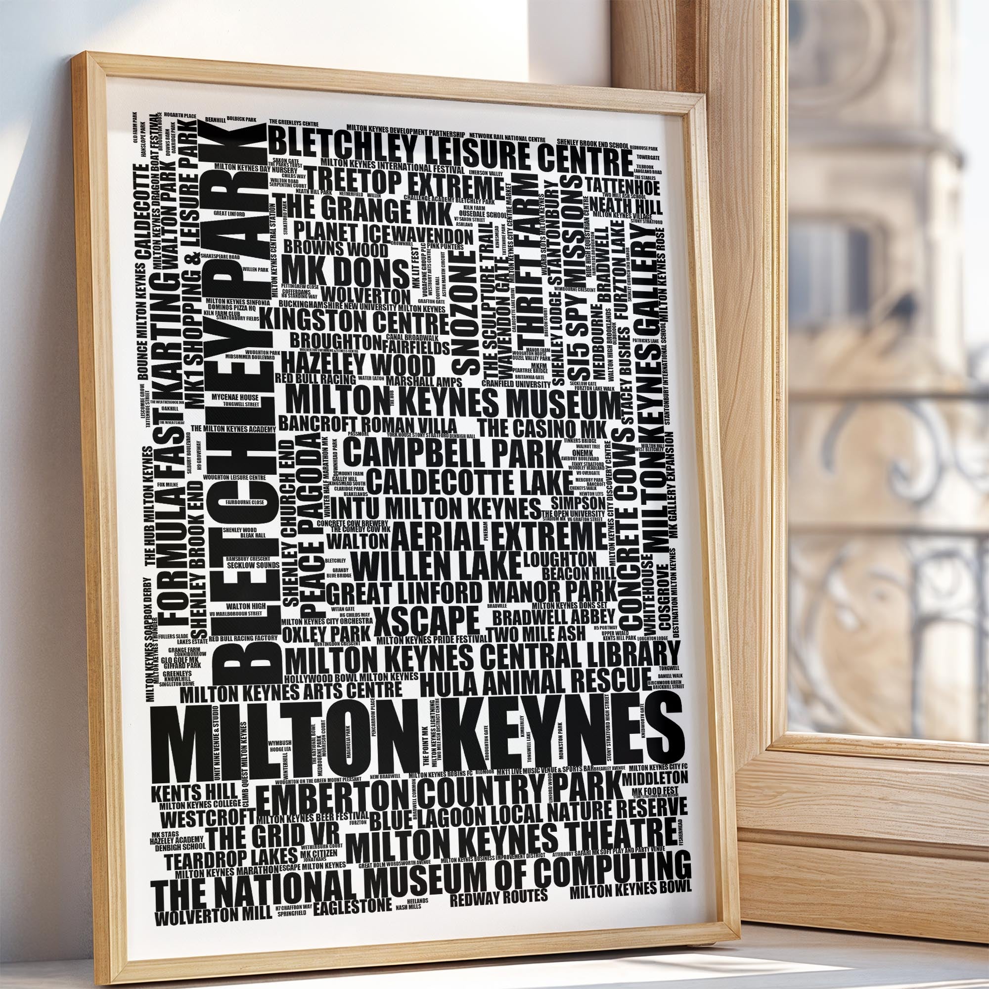 Milton Keynes - Premium Typographic Word Cloud Prints, Posters & Gifts