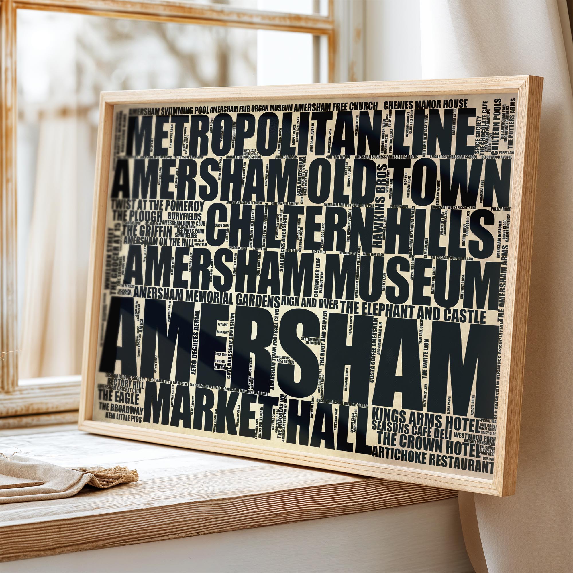 Amersham - Premium Typographic Word Cloud Prints, Posters & Gifts