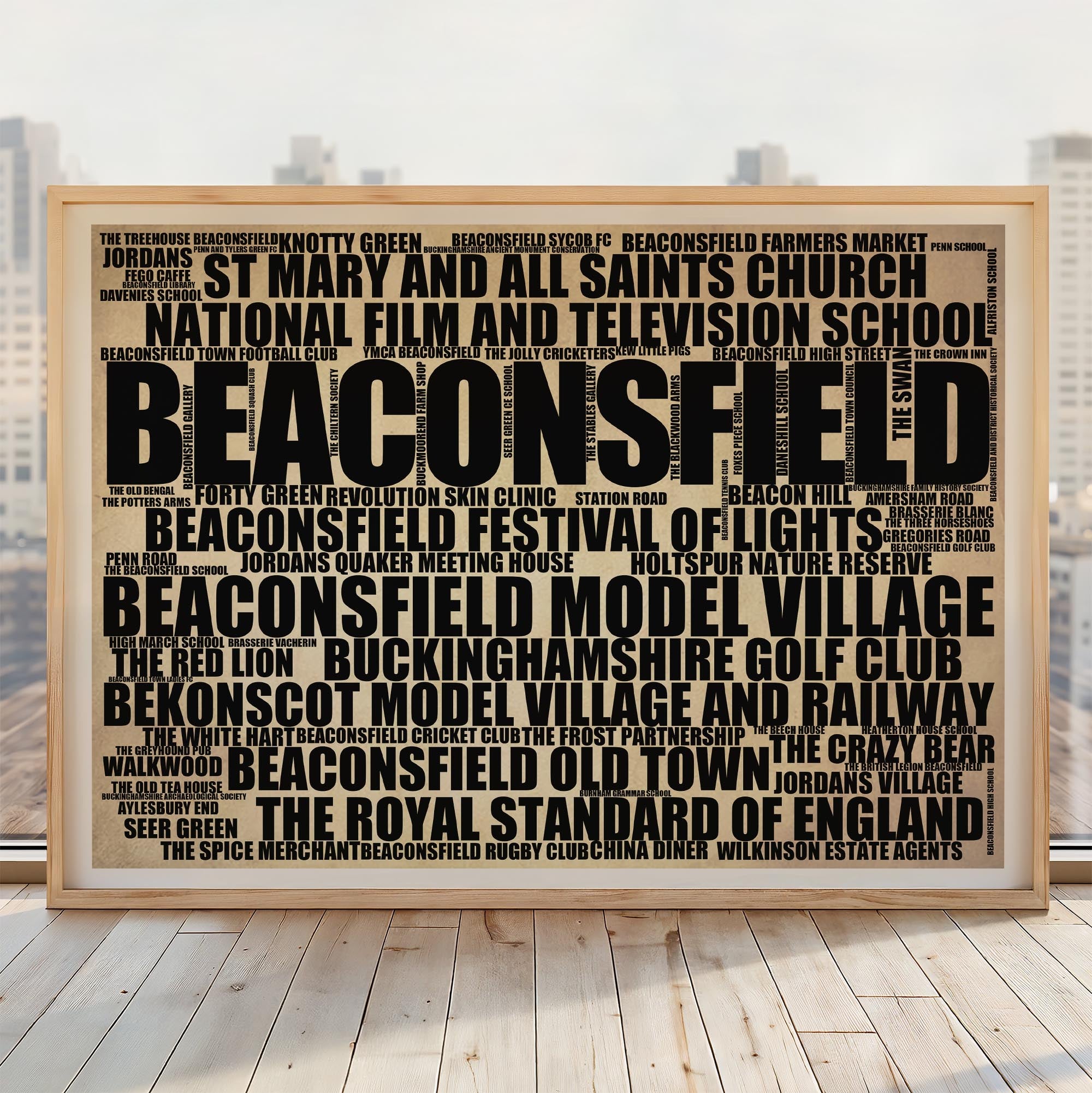 Beaconsfield - Premium Typographic Word Cloud Prints, Posters & Gifts