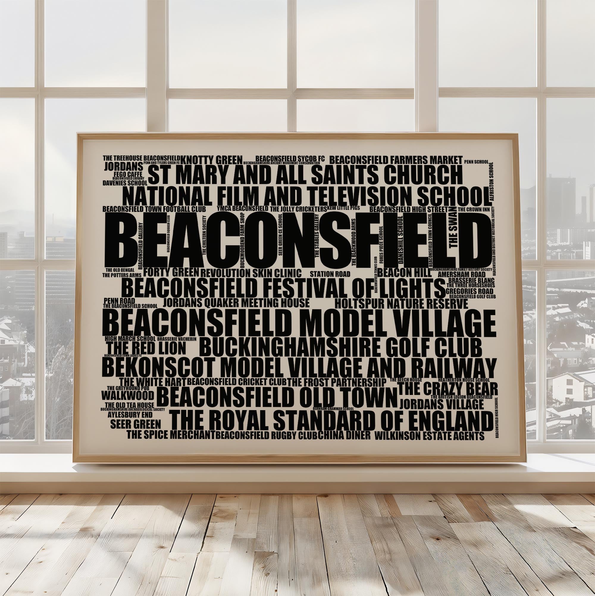 Beaconsfield - Premium Typographic Word Cloud Prints, Posters & Gifts