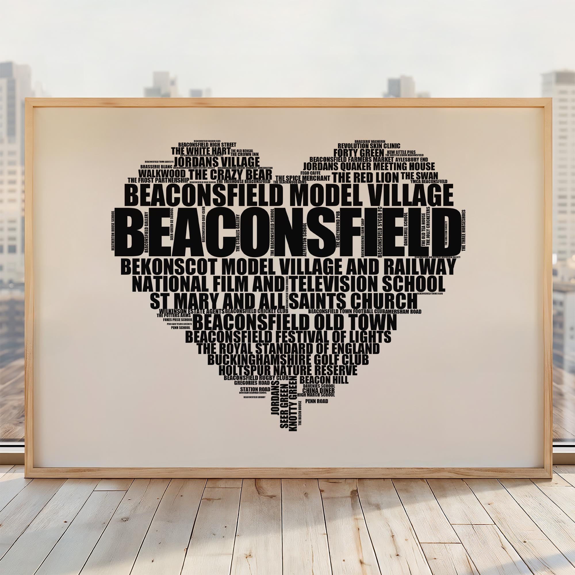 Beaconsfield - Premium Typographic Word Cloud Prints, Posters & Gifts