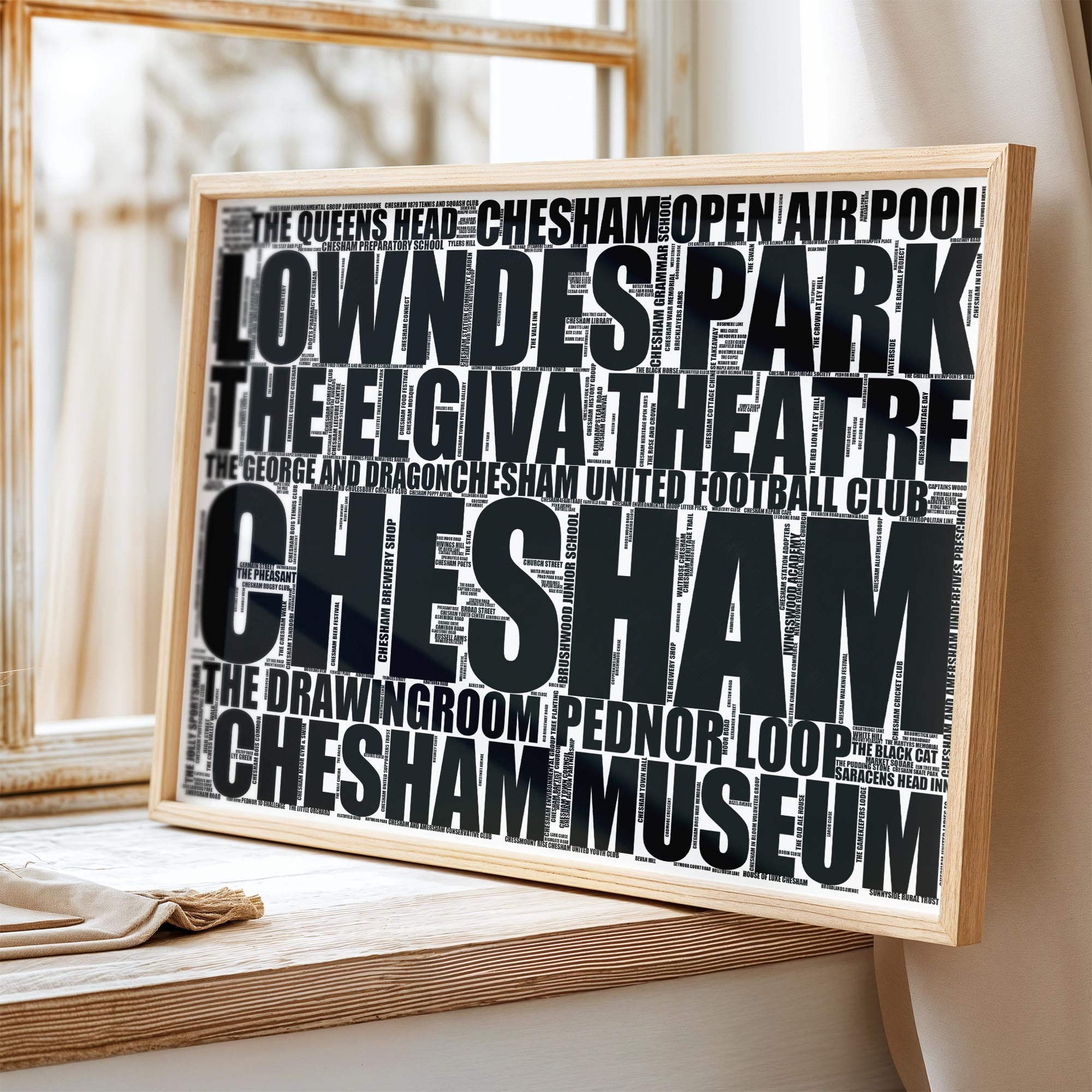 Chesham - Premium Typographic Word Cloud Prints, Posters & Gifts