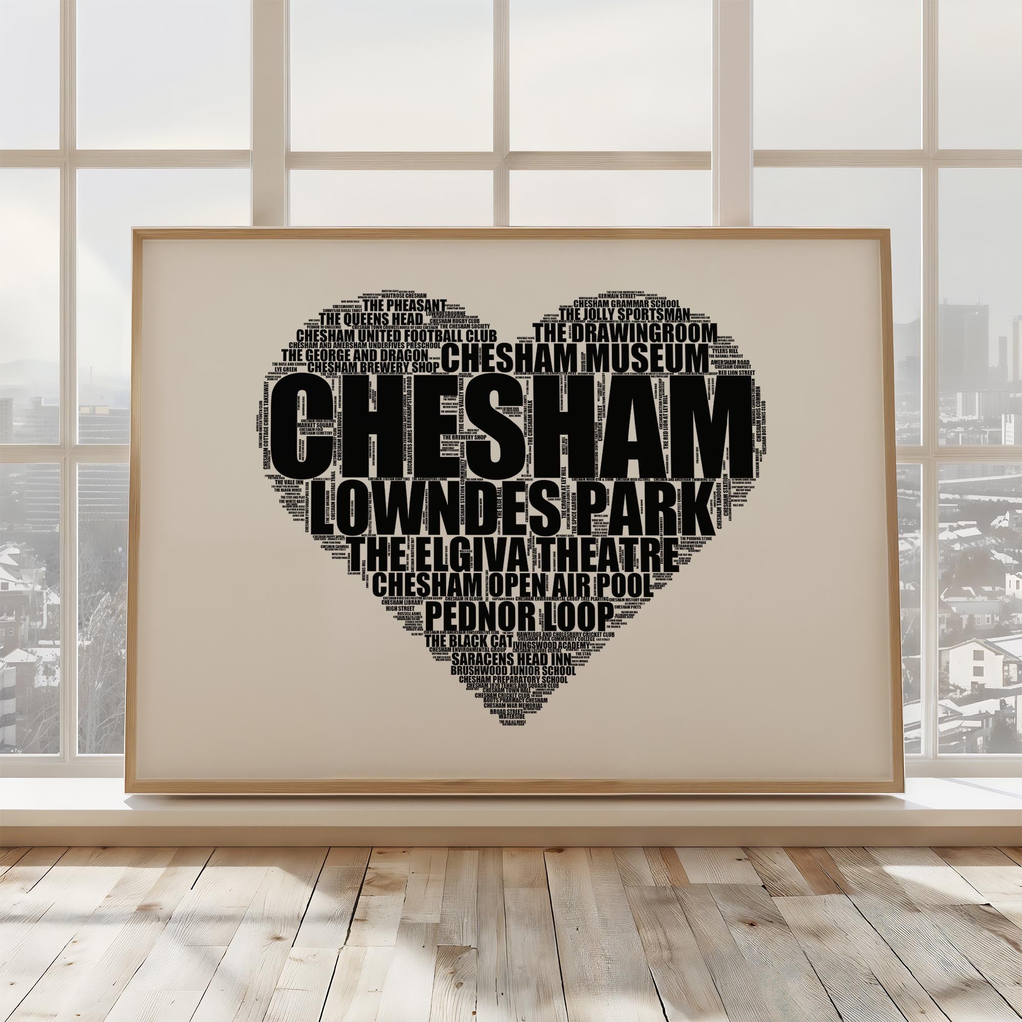 Chesham - Premium Typographic Word Cloud Prints, Posters & Gifts