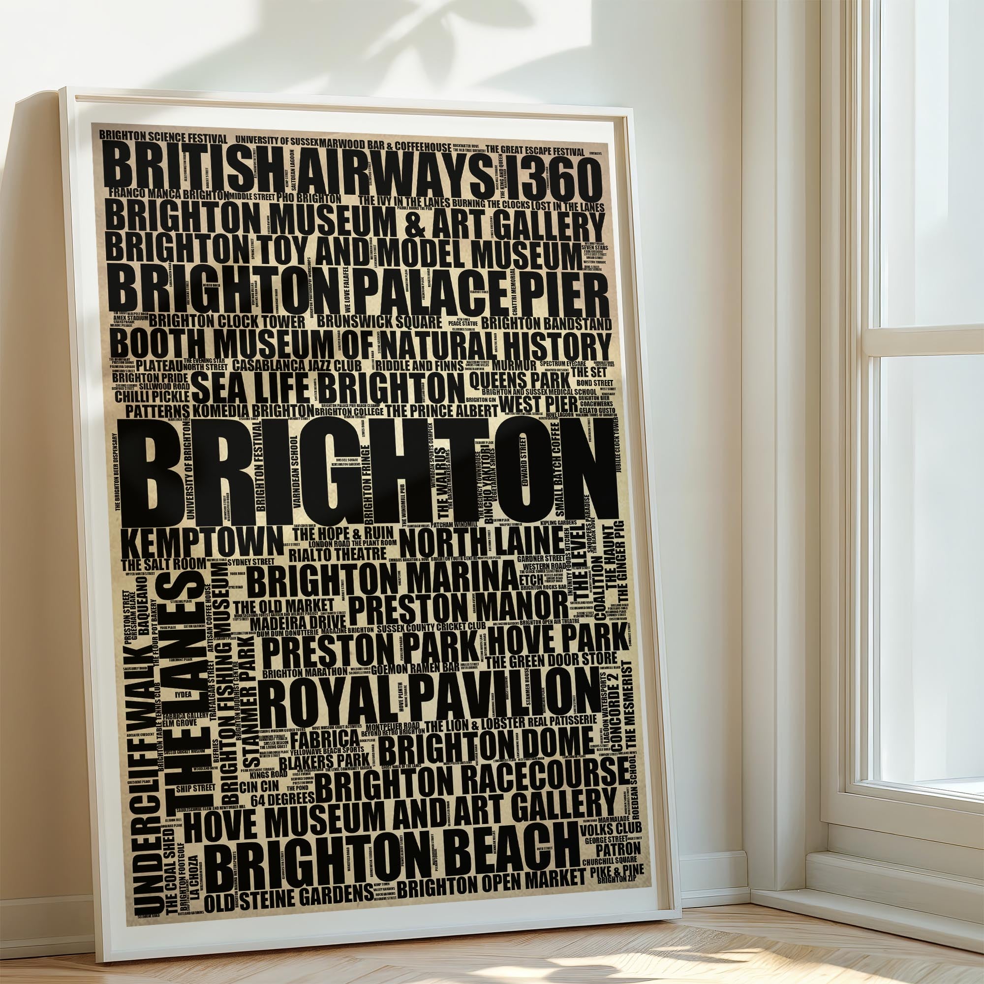 Brighton - Premium Typographic Word Cloud Prints, Posters & Gifts