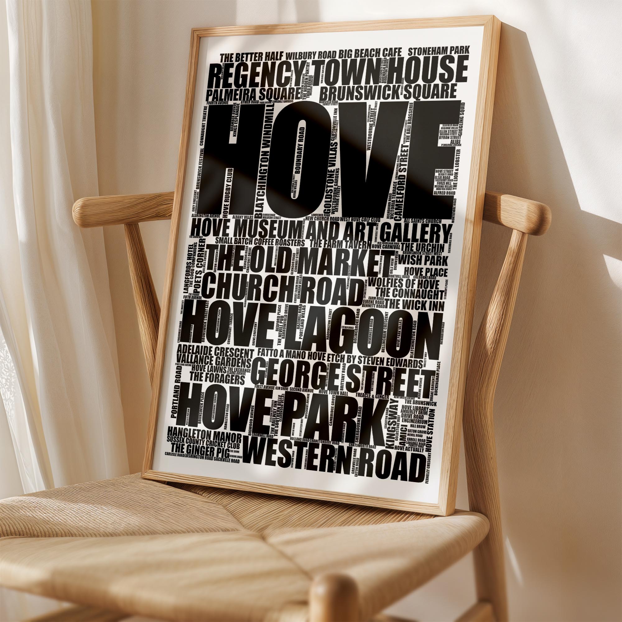 Hove - Premium Typographic Word Cloud Prints, Posters & Gifts