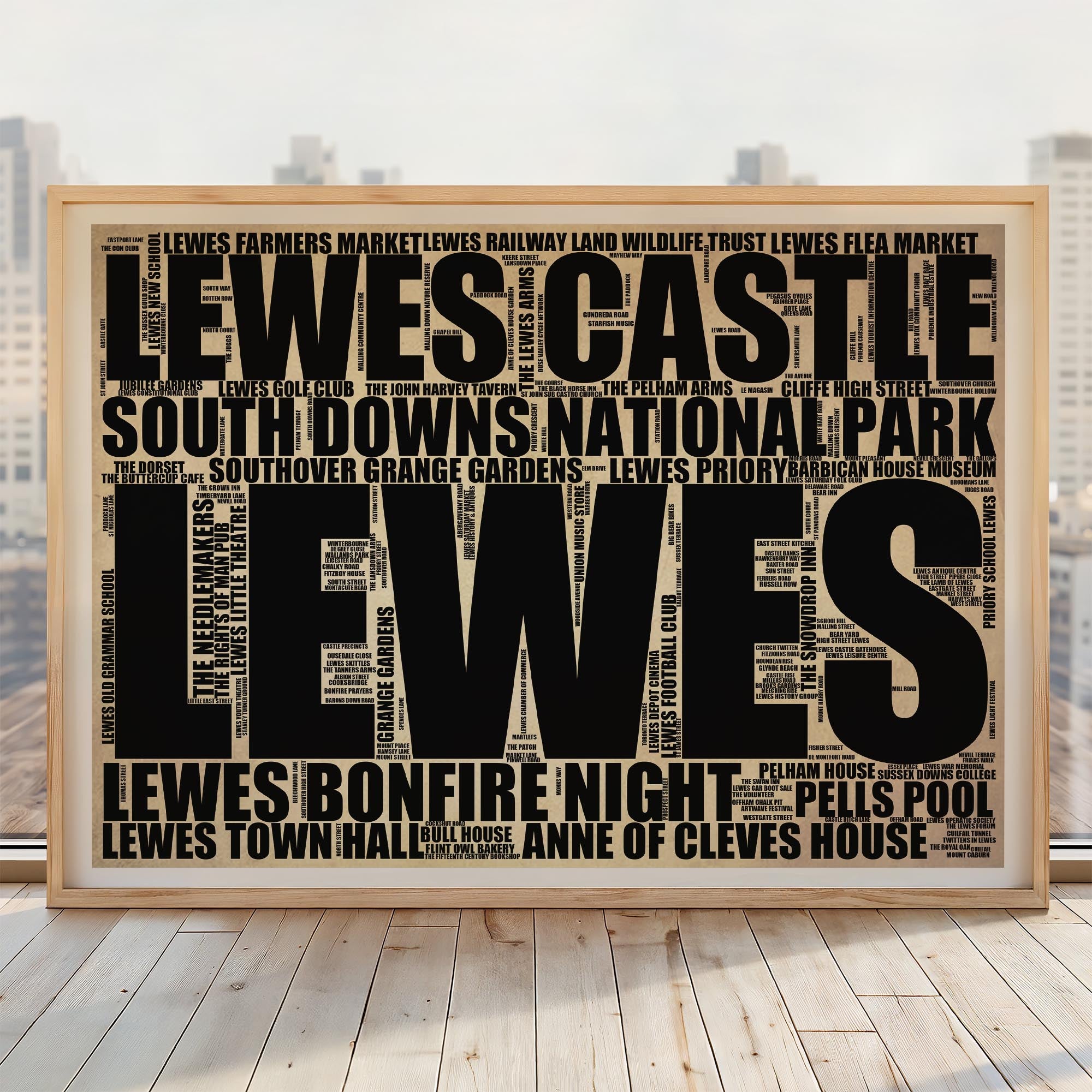 Lewes - Premium Typographic Word Cloud Prints, Posters & Gifts