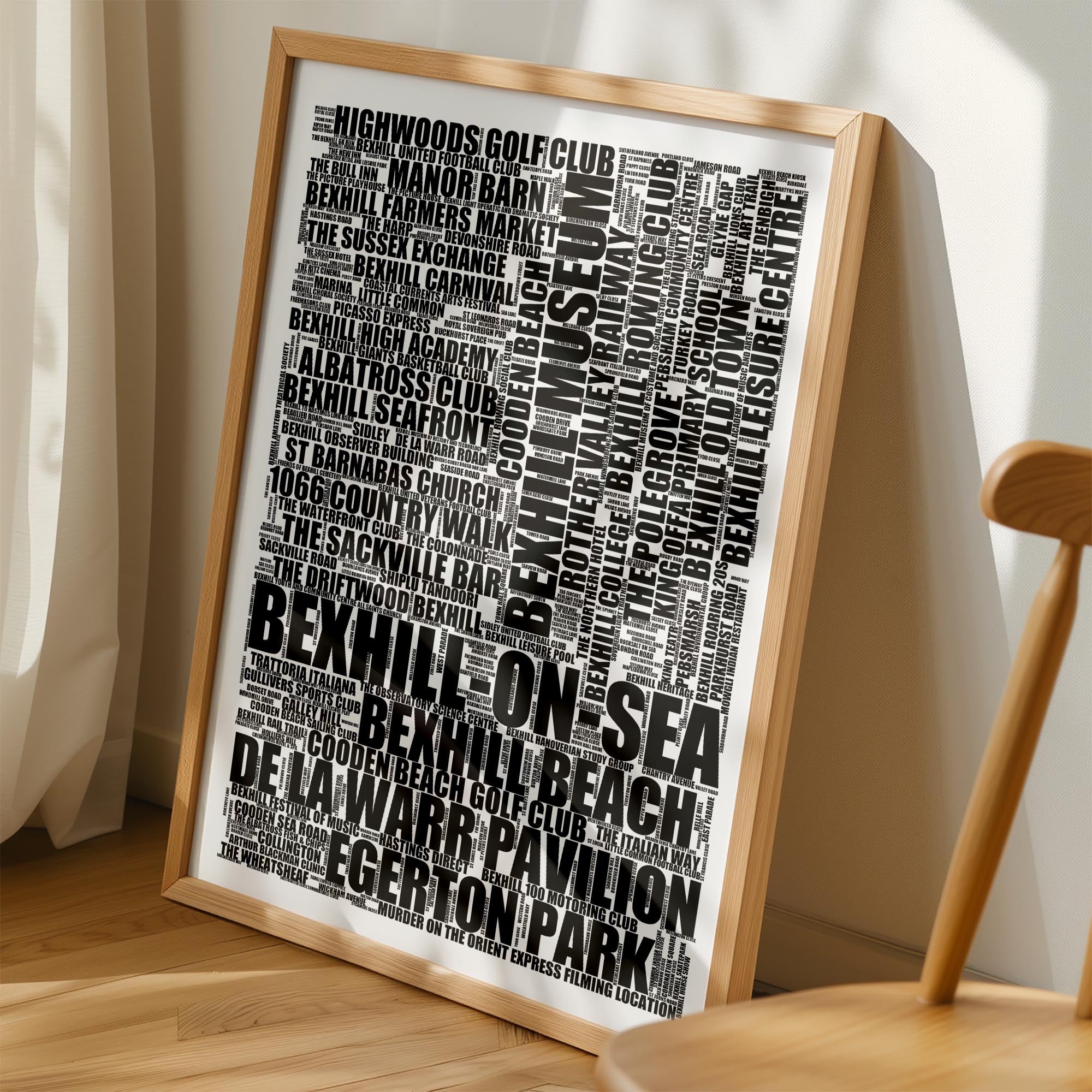 Bexhill-on-Sea - Premium Typographic Word Cloud Prints, Posters & Gifts