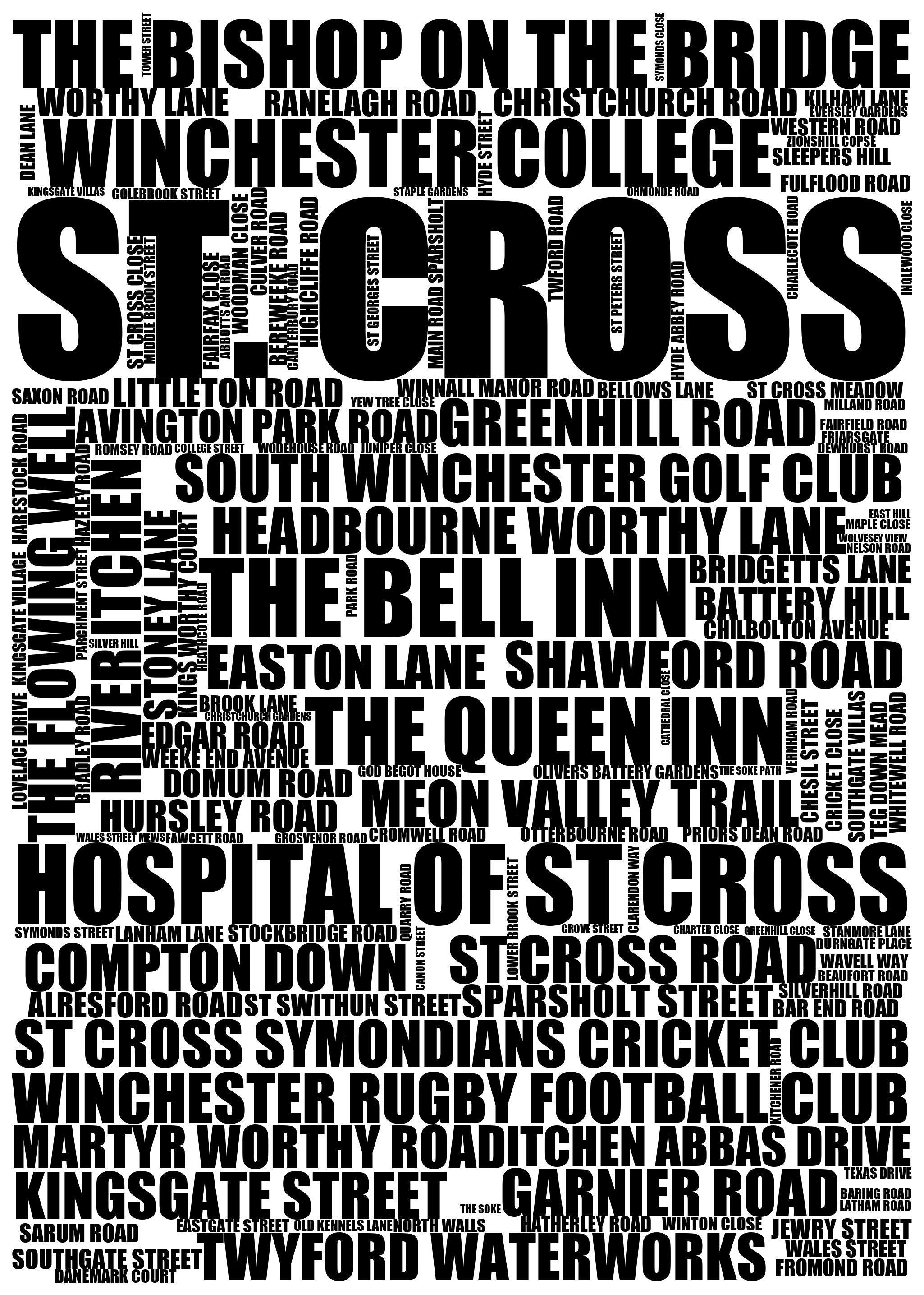 St. Cross - Premium Typographic Word Cloud Prints, Posters & Gifts