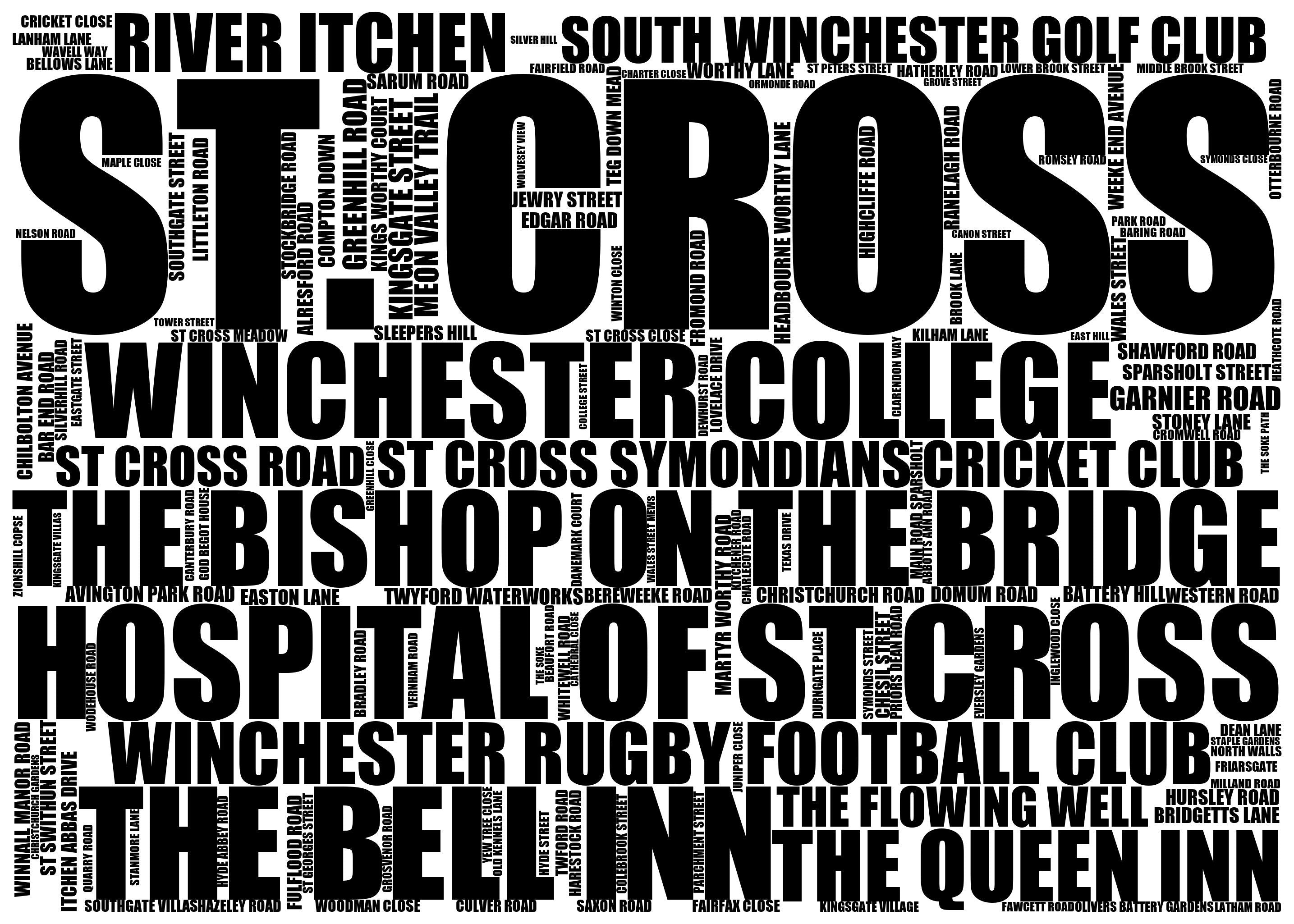 St. Cross - Premium Typographic Word Cloud Prints, Posters & Gifts