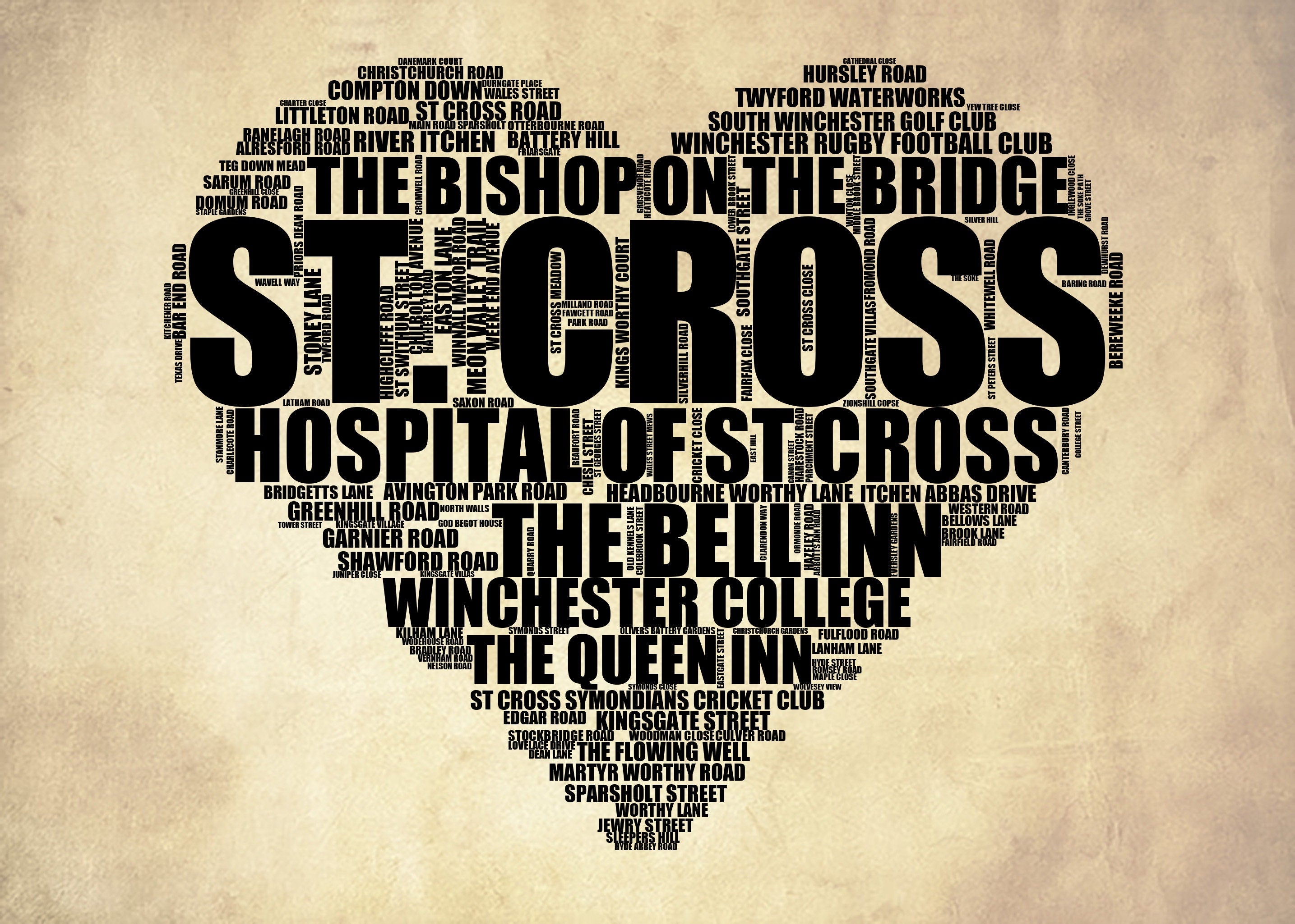 St. Cross - Premium Typographic Word Cloud Prints, Posters & Gifts