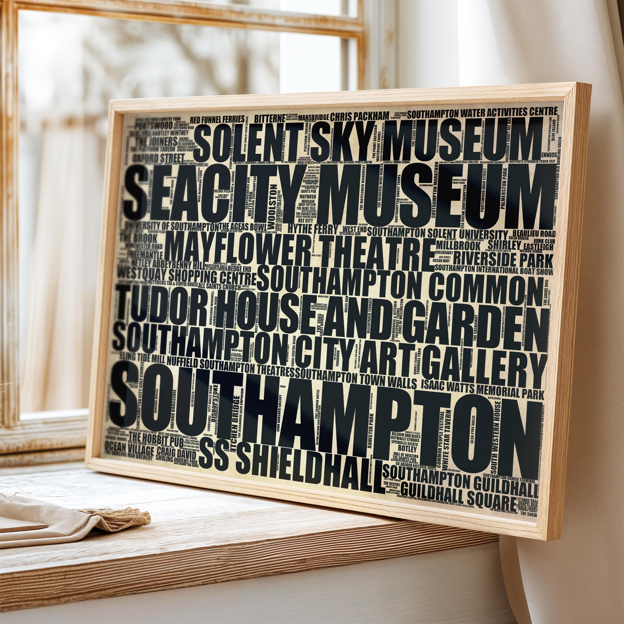 Southampton - Premium Typographic Word Cloud Prints, Posters & Gifts