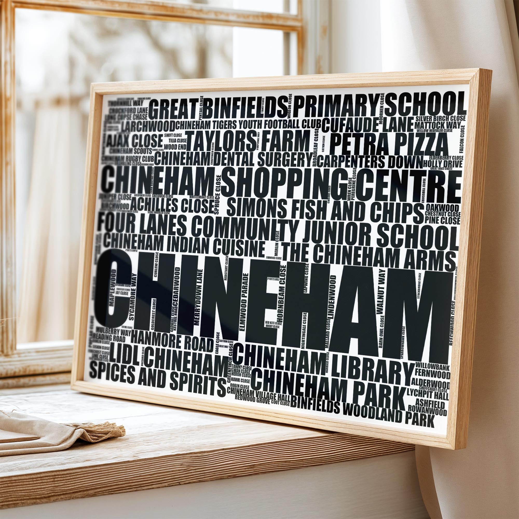 Chineham - Premium Typographic Word Cloud Prints, Posters & Gifts