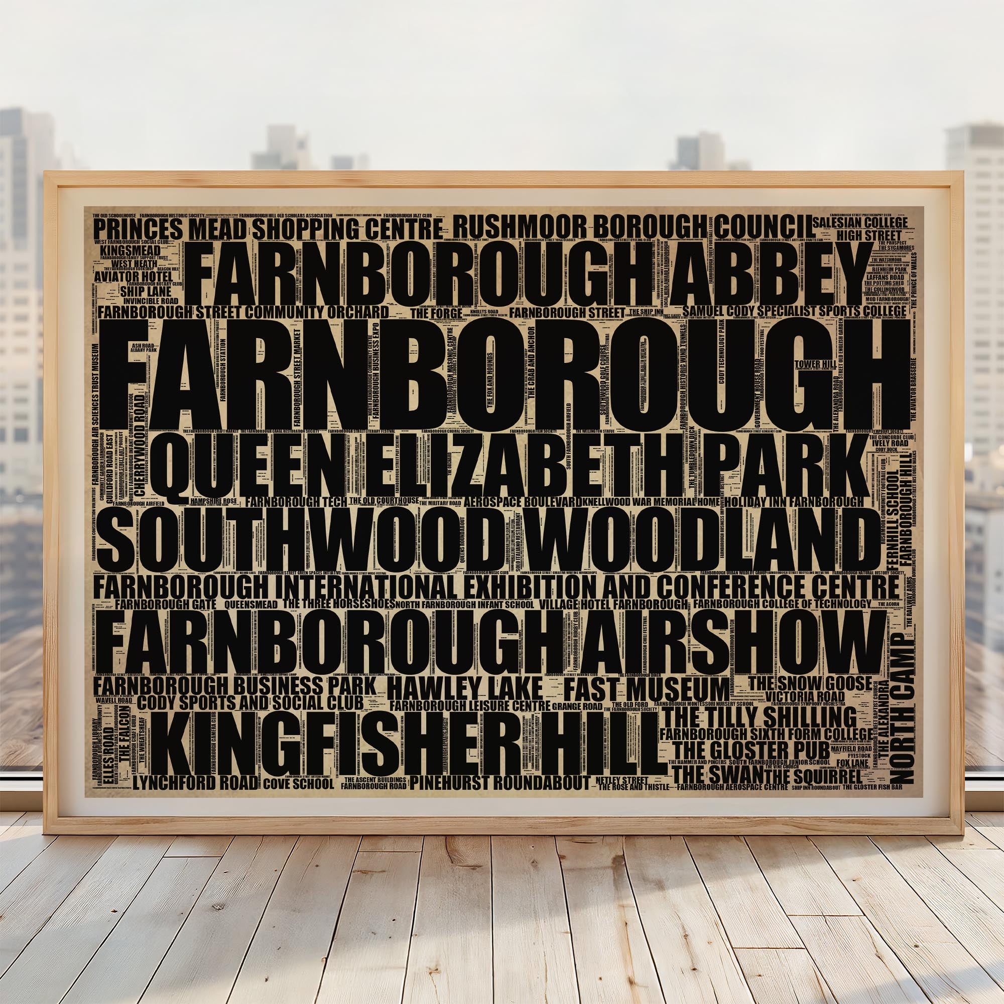 Farnborough - Premium Typographic Word Cloud Prints, Posters & Gifts