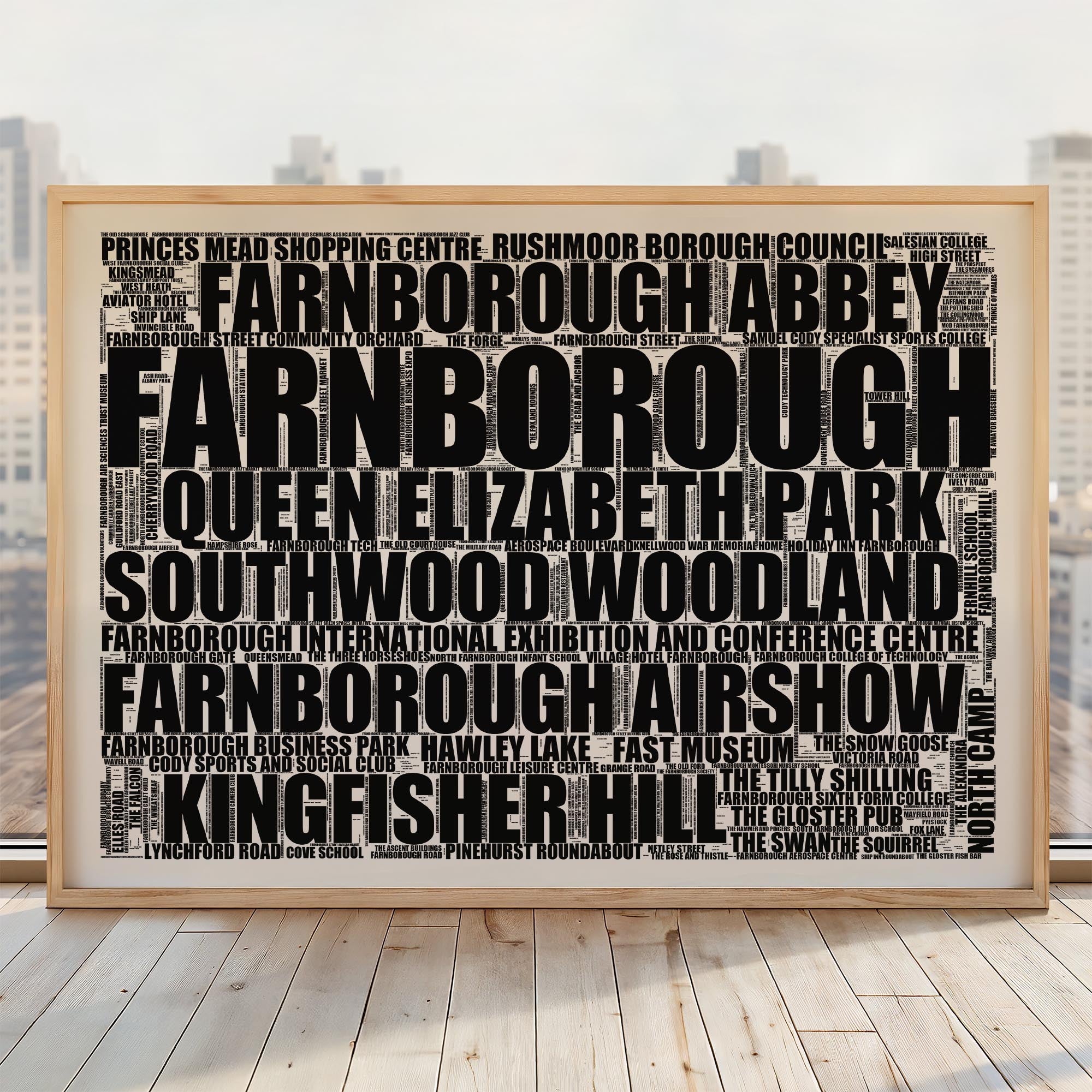 Farnborough - Premium Typographic Word Cloud Prints, Posters & Gifts