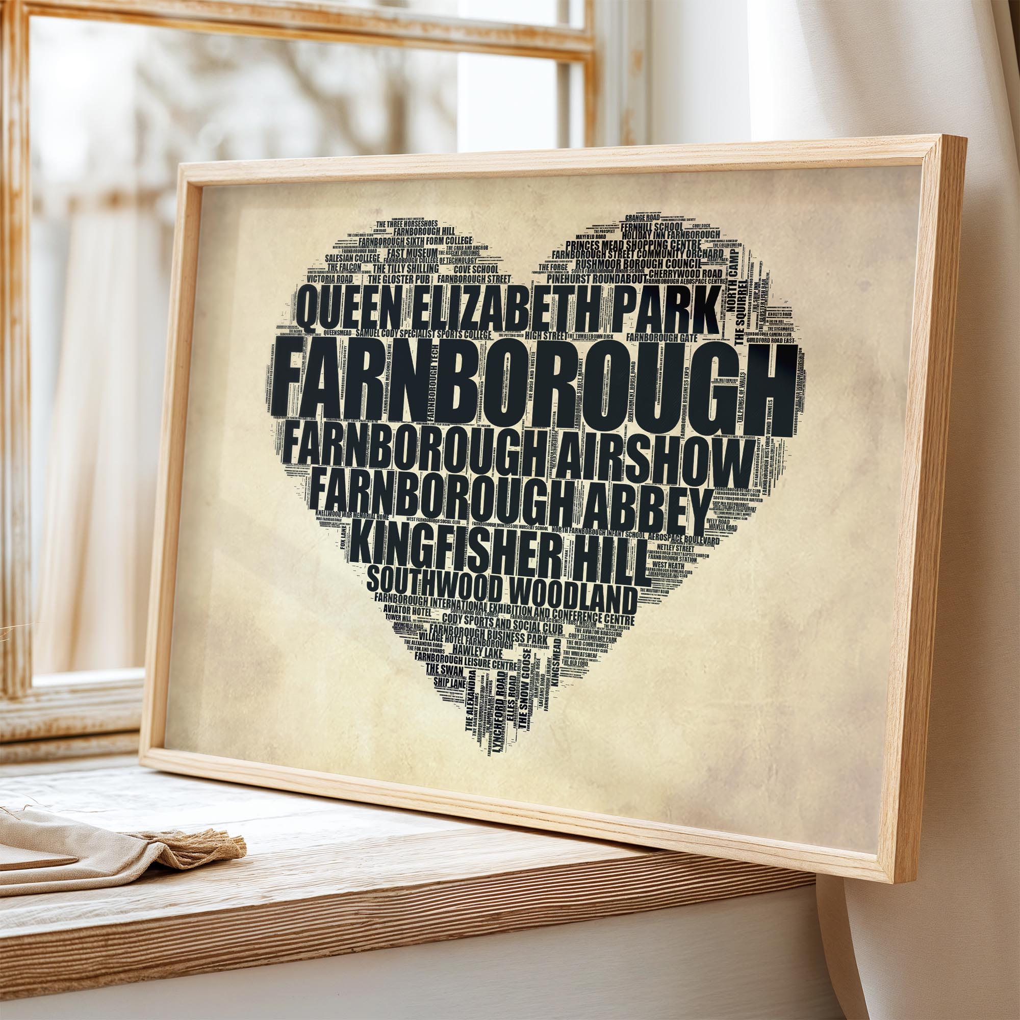 Farnborough - Premium Typographic Word Cloud Prints, Posters & Gifts