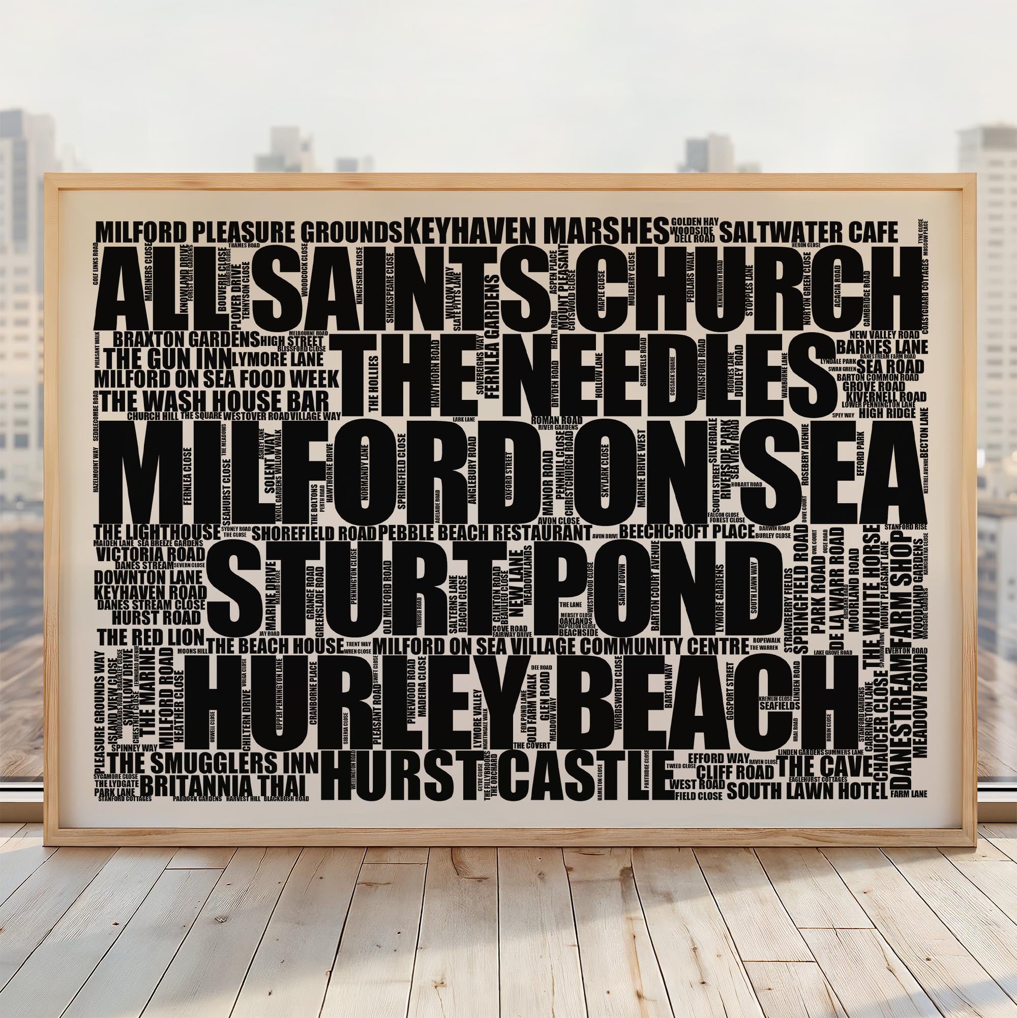 Milford on Sea - Premium Typographic Word Cloud Prints, Posters & Gifts