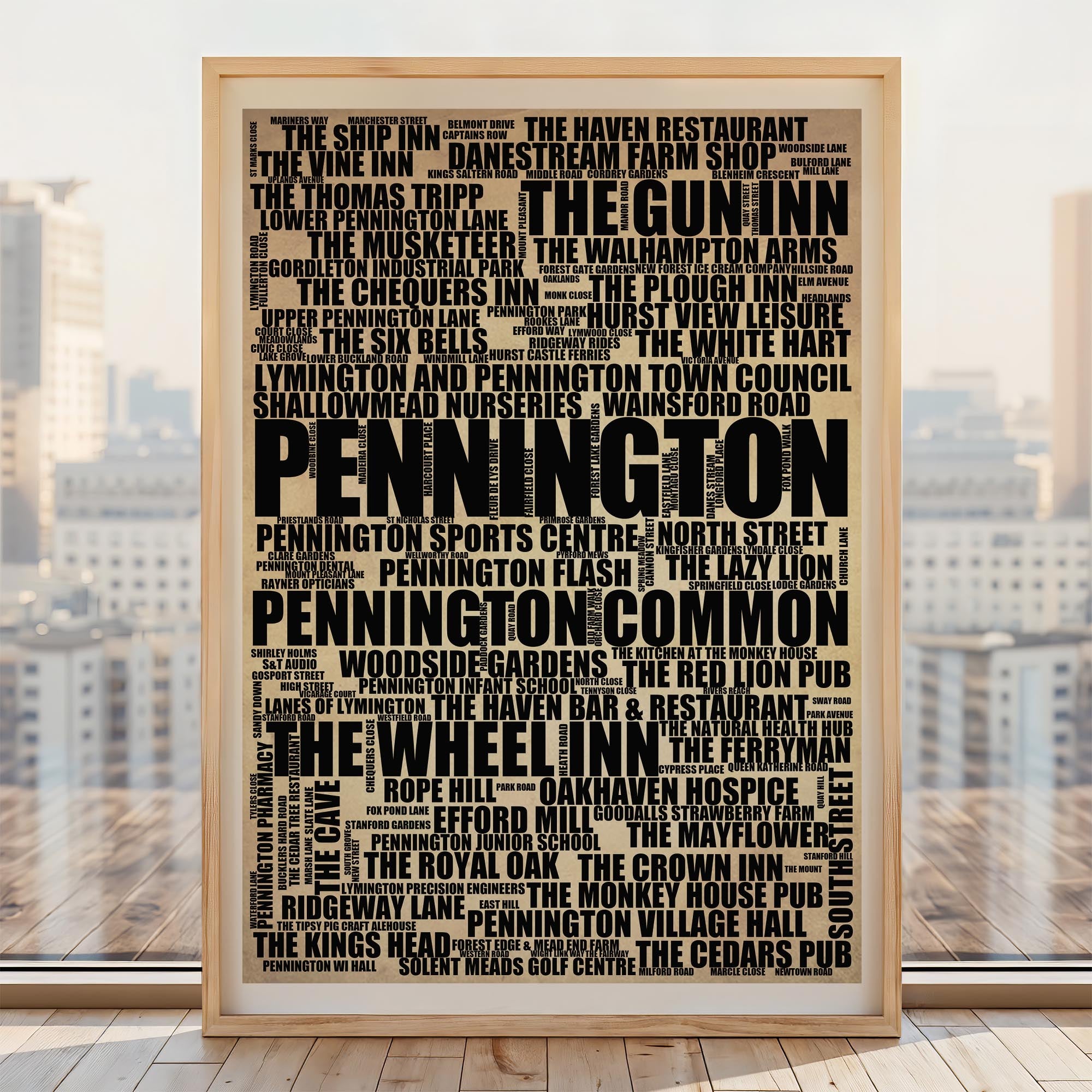 Pennington - Premium Typographic Word Cloud Prints, Posters & Gifts