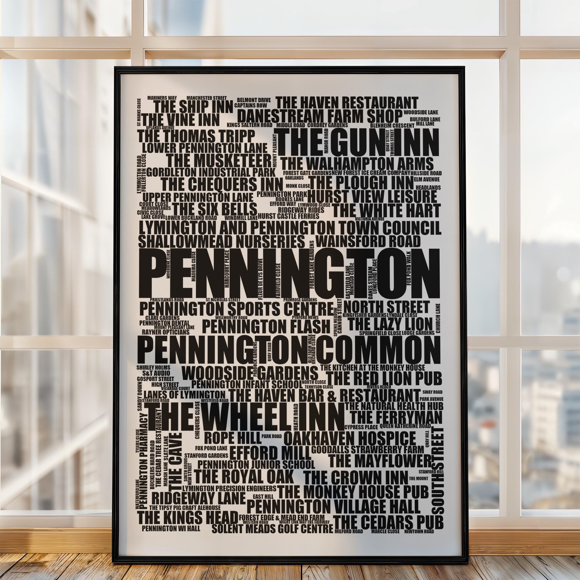 Pennington - Premium Typographic Word Cloud Prints, Posters & Gifts