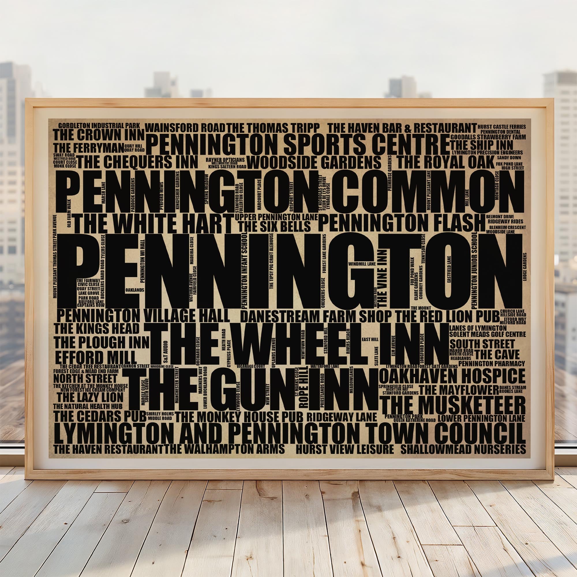 Pennington - Premium Typographic Word Cloud Prints, Posters & Gifts