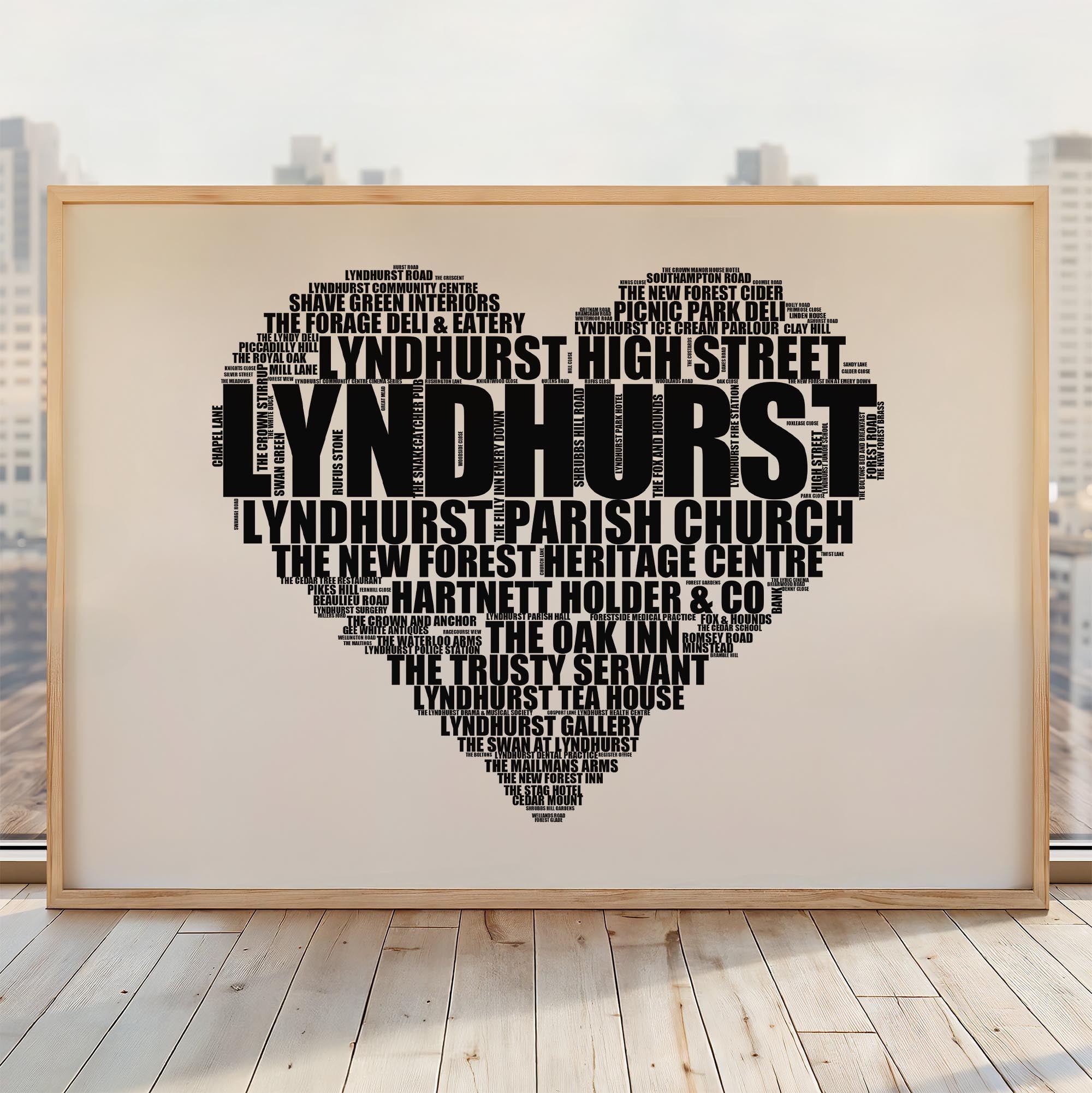 Lyndhurst - Premium Typographic Word Cloud Prints, Posters & Gifts