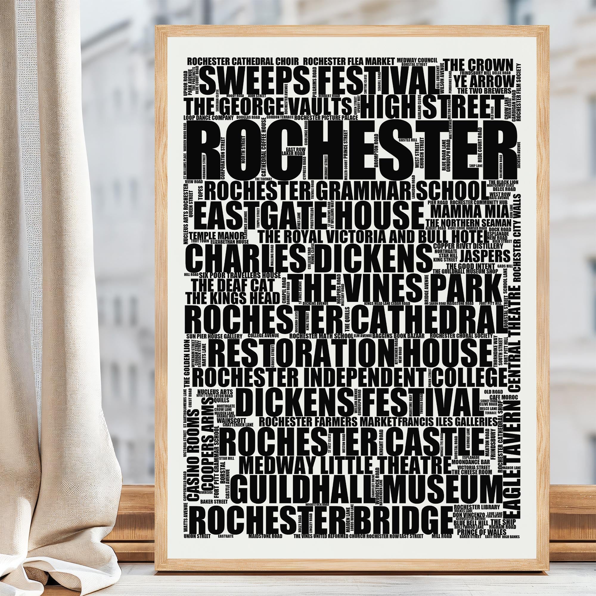 Rochester - Premium Typographic Word Cloud Prints, Posters & Gifts