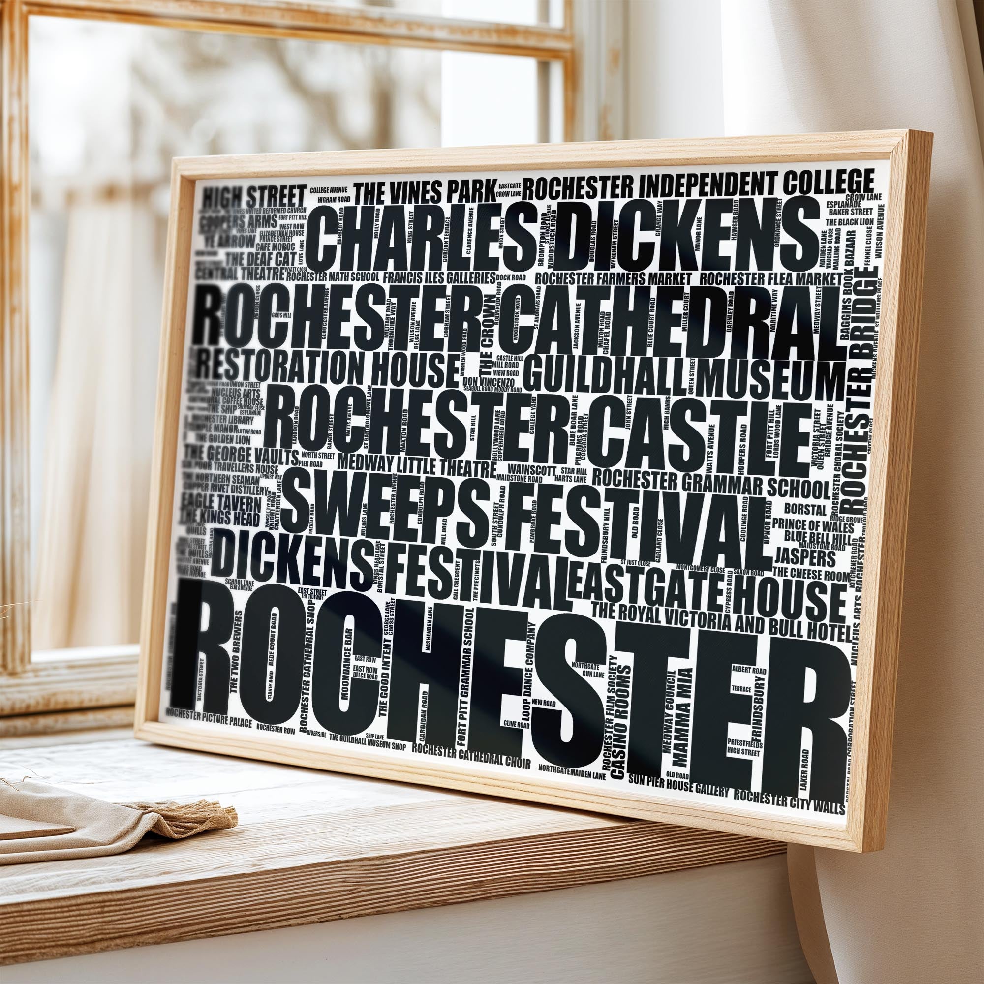 Rochester - Premium Typographic Word Cloud Prints, Posters & Gifts