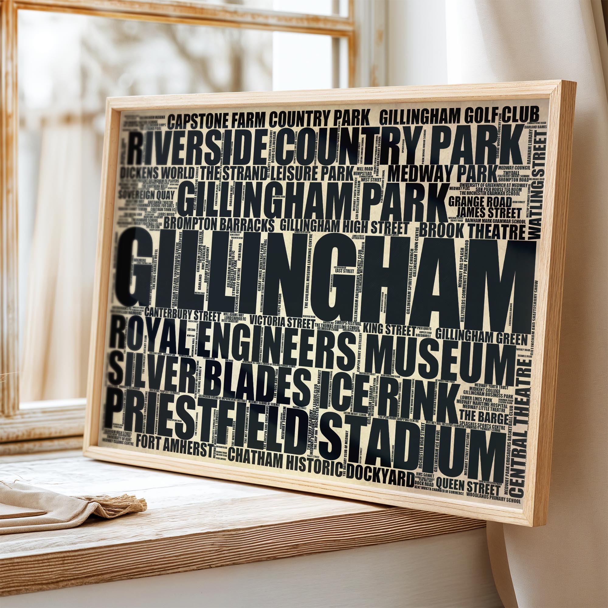 Gillingham - Premium Typographic Word Cloud Prints, Posters & Gifts